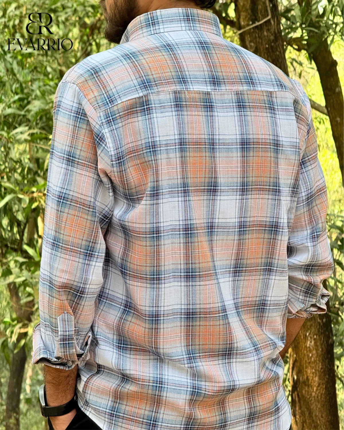 EVARRIO Sunset Plaid Export Cotton Shirt - Image 3