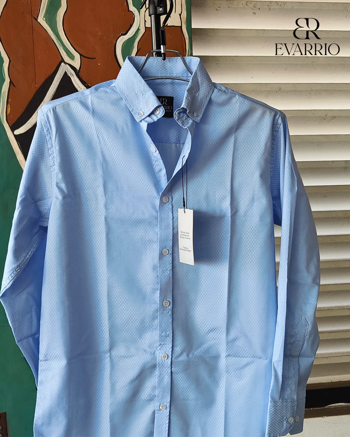 Evarrio Premium Fancy Cotton Textured Shirt – Sky Blue - Image 2