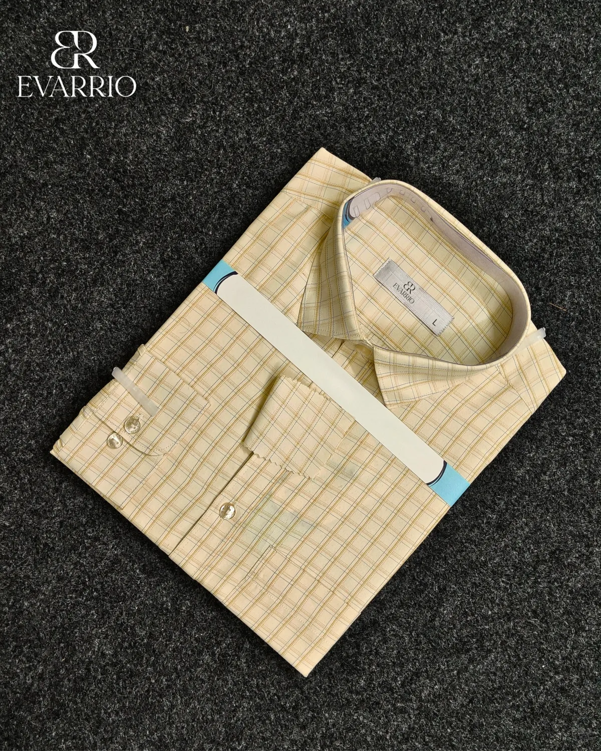 Evarrio Signature Light Yellow Check Formal Cotton Shirt - Image 1
