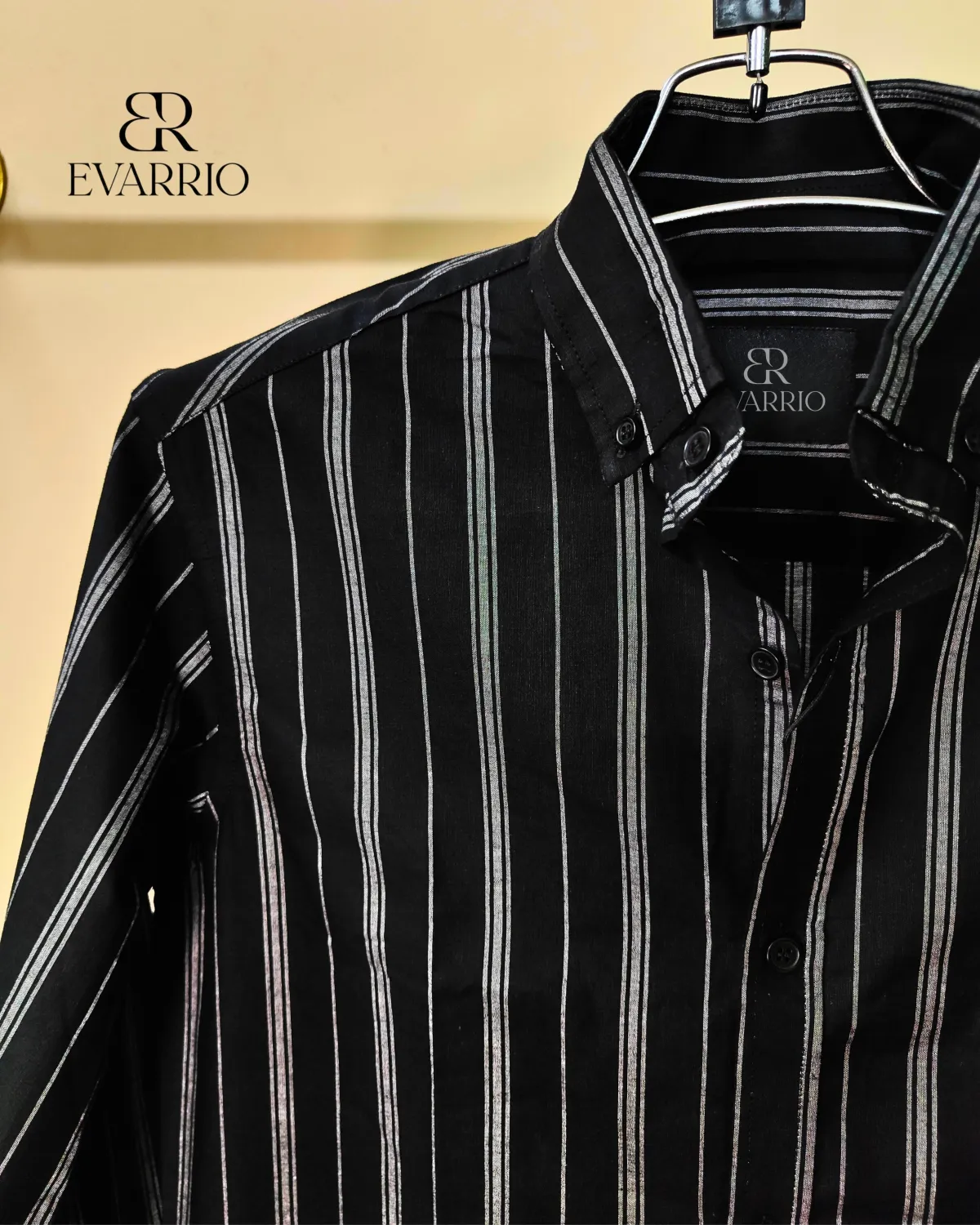 Evarrio Premium Black Vertical Stripe Fancy Cotton Shirt - Image 2