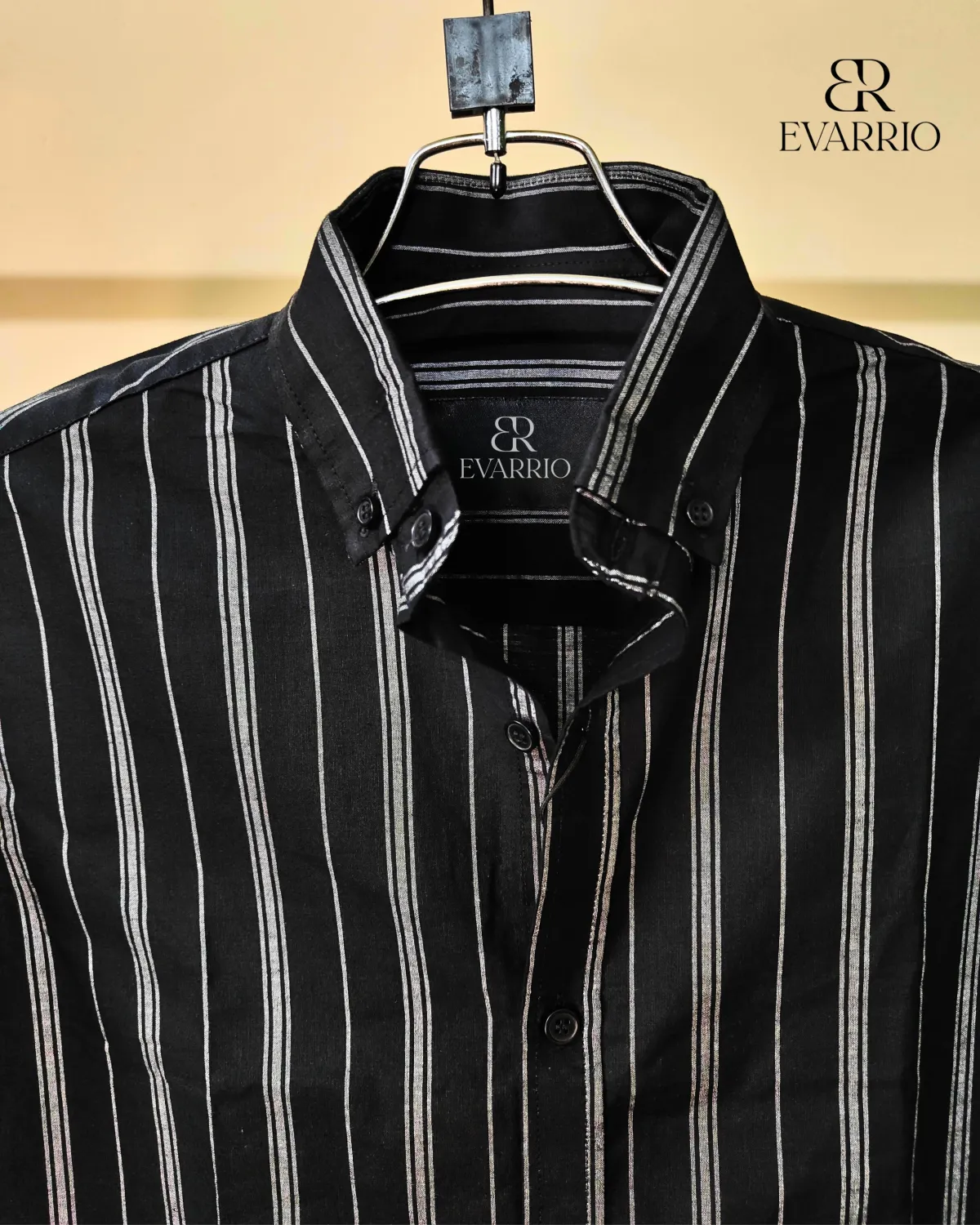 Evarrio Premium Black Vertical Stripe Fancy Cotton Shirt - Image 1
