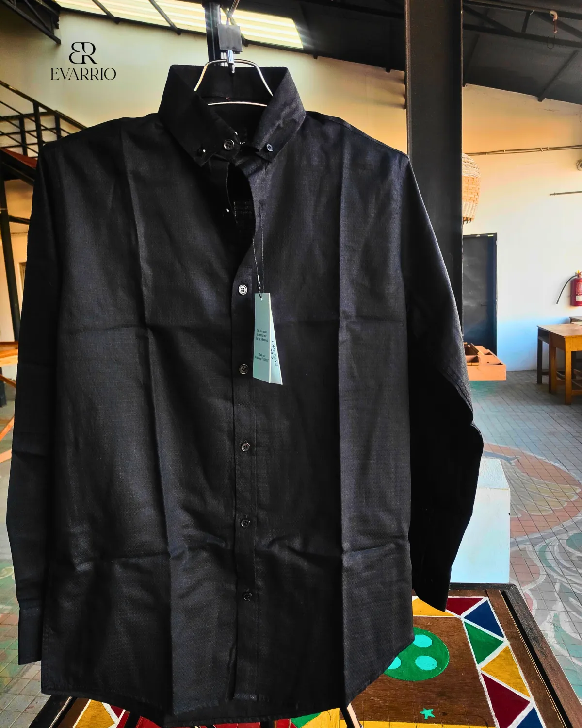 Evarrio Premium Black Textured Fancy Cotton Shirt - Image 2