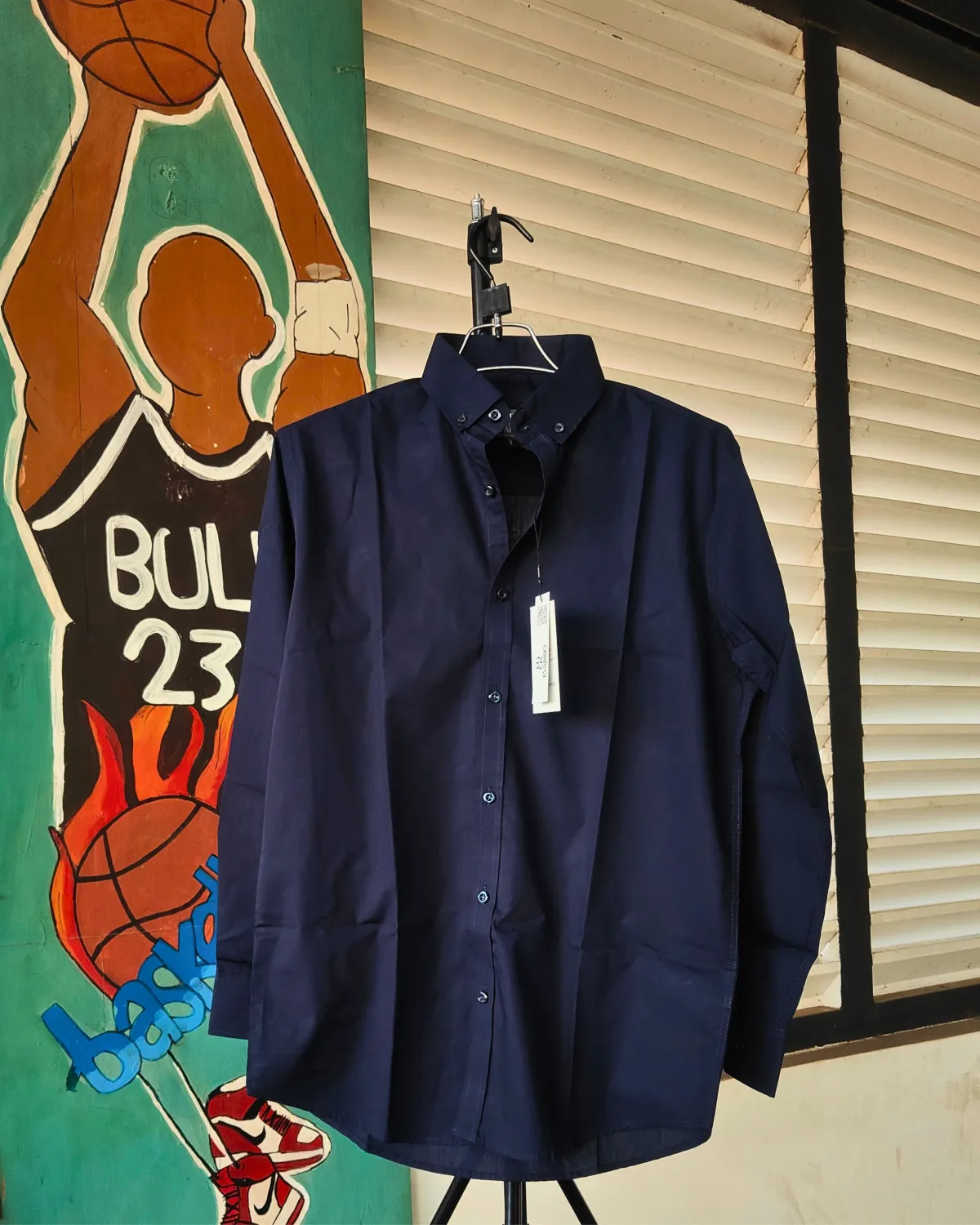 Evarrio Premium Navy Blue Fancy Cotton Shirt - Image 2