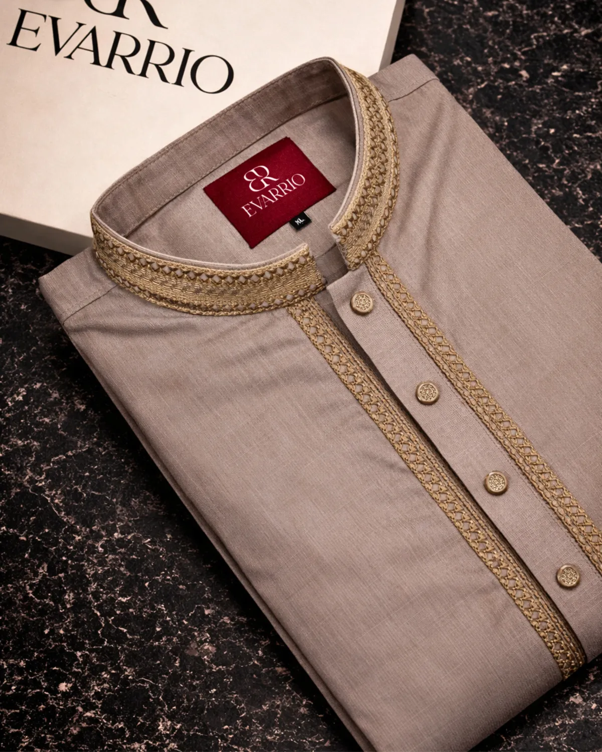 EVARRIO Luxury Embroidered Pure Cotton Panjabi