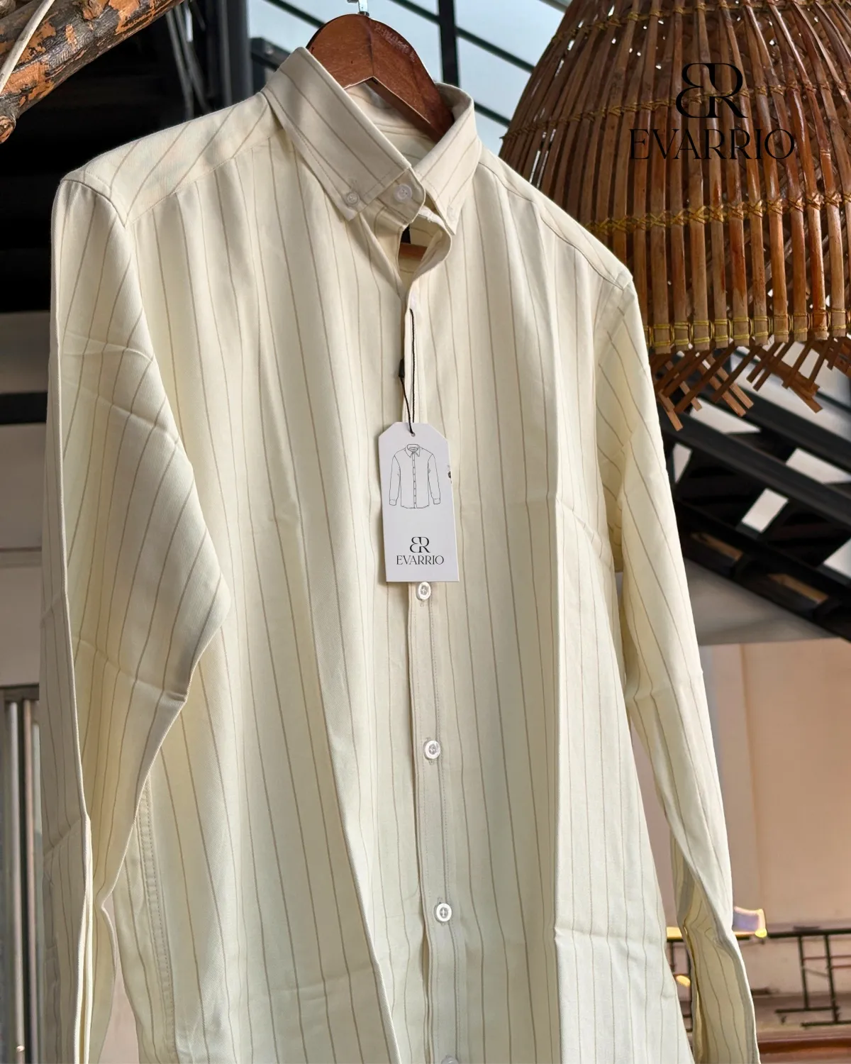 Evarrio Premium Giza Cotton Striped Panjabi – Ivory Gold Edition - Image 2
