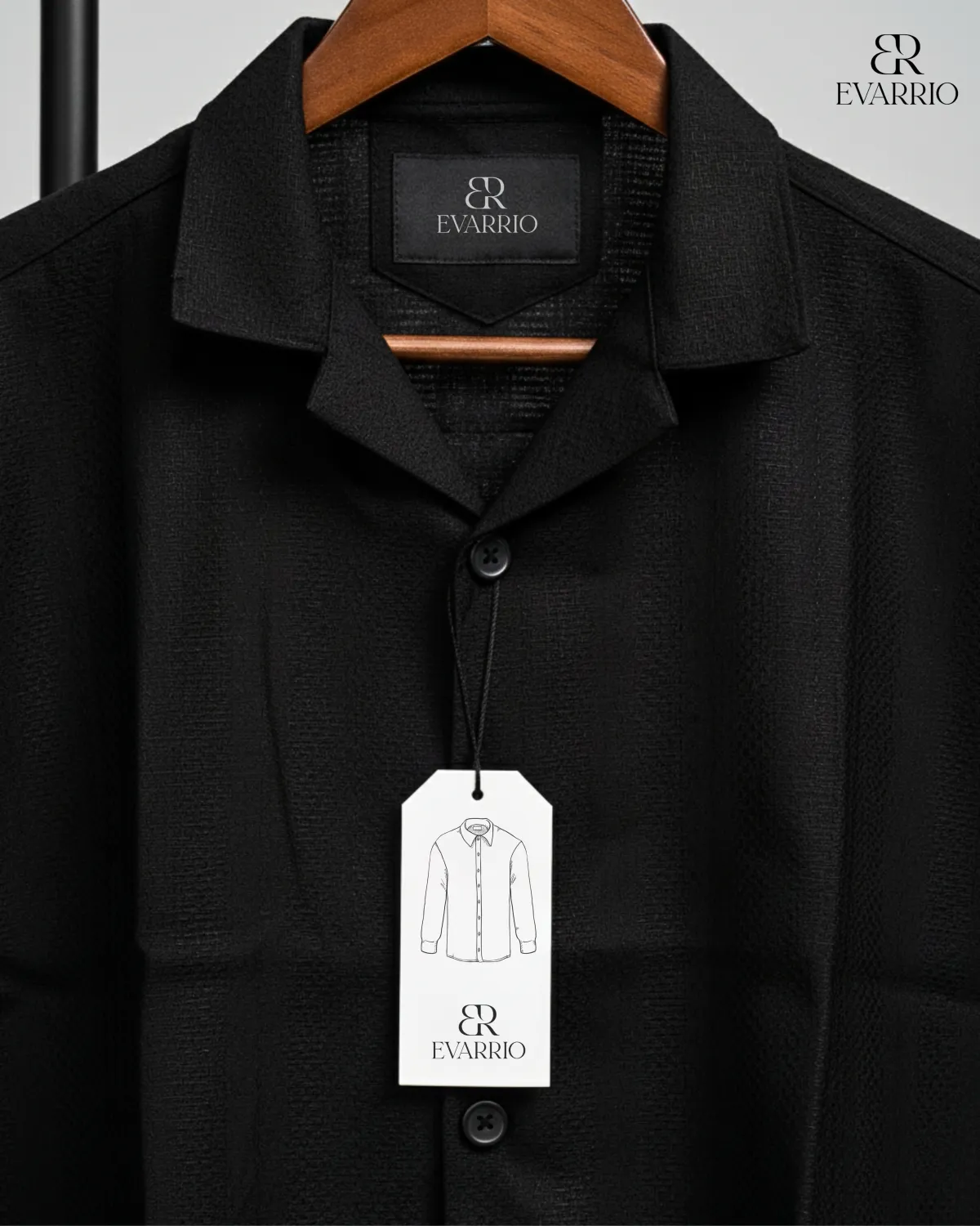 Evarrio "Noir Breeze" Cuban Collar Drop Shoulder Shirt - Image 2