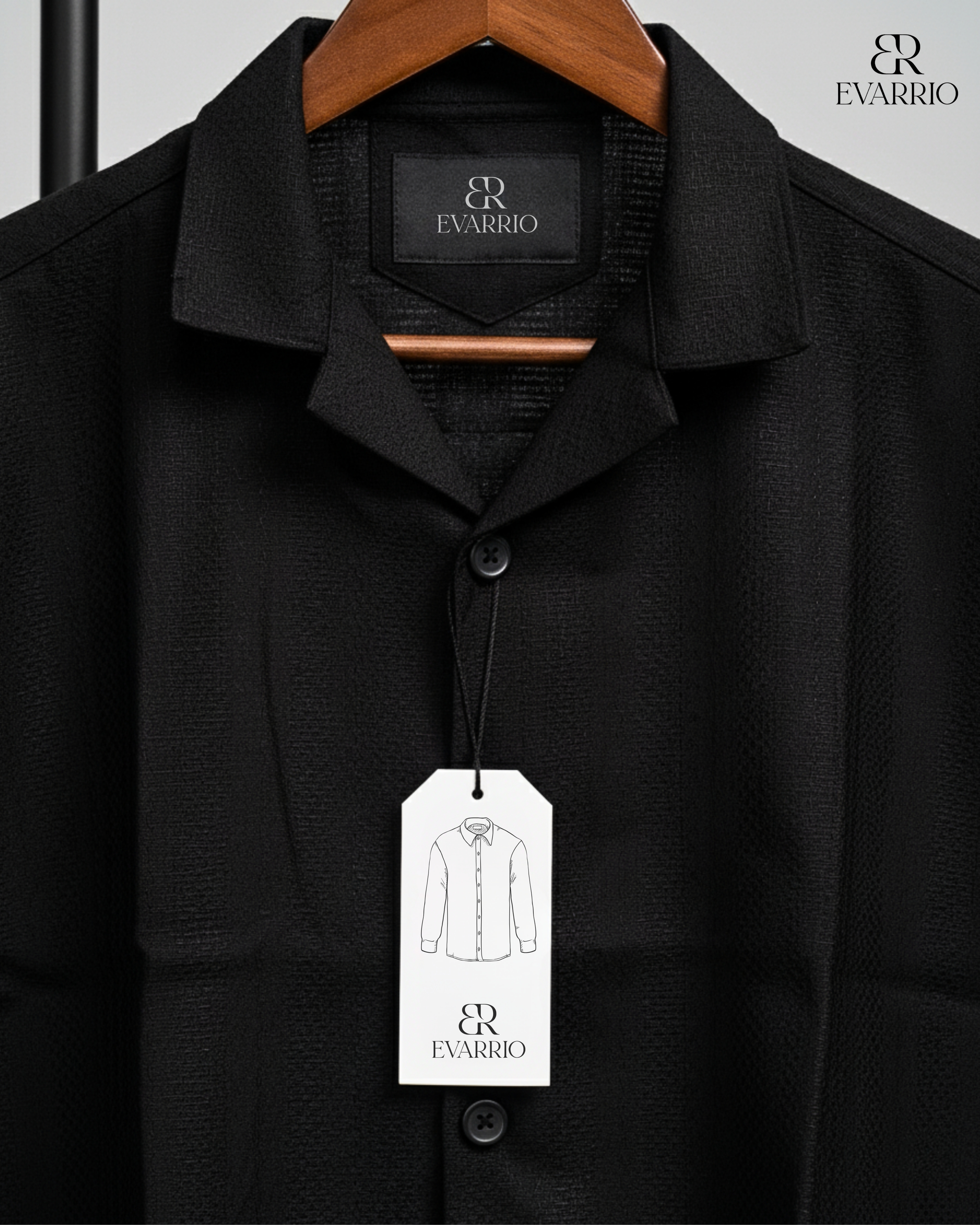 Evarrio "Noir Breeze" Cuban Collar Drop Shoulder Shirt image 2