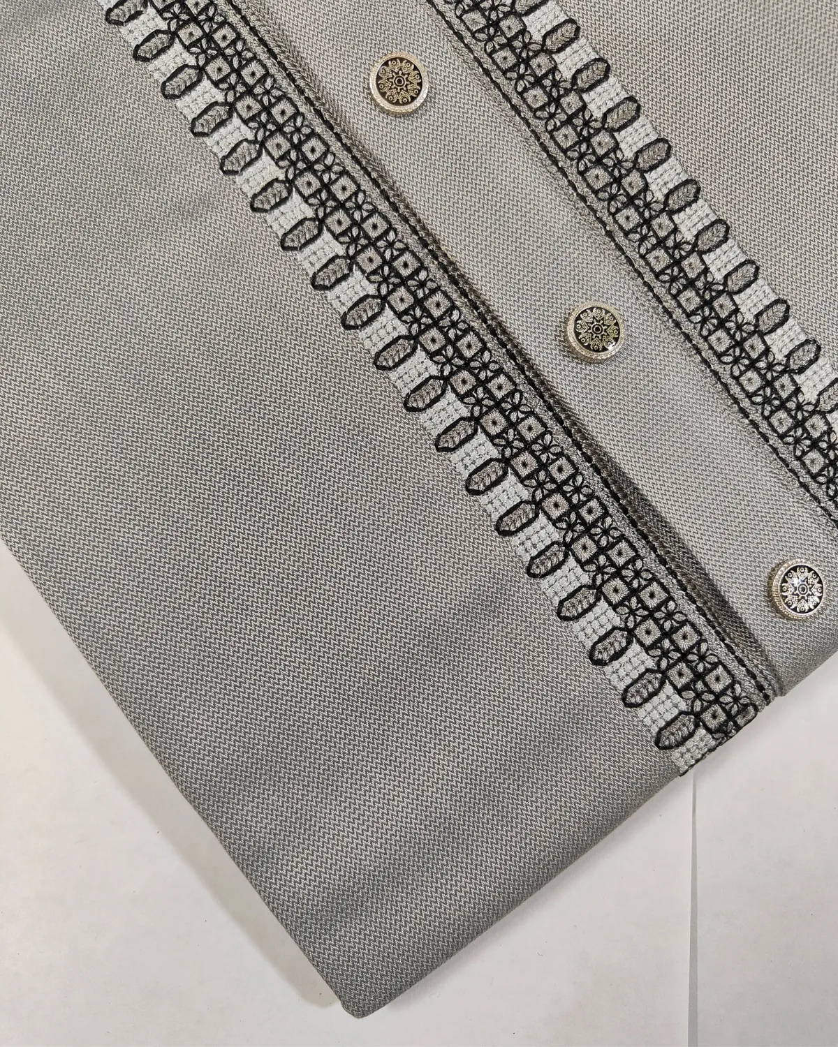 Evarrio Slate Steel Geometric Embroidered Premium Panjabi - Image 3