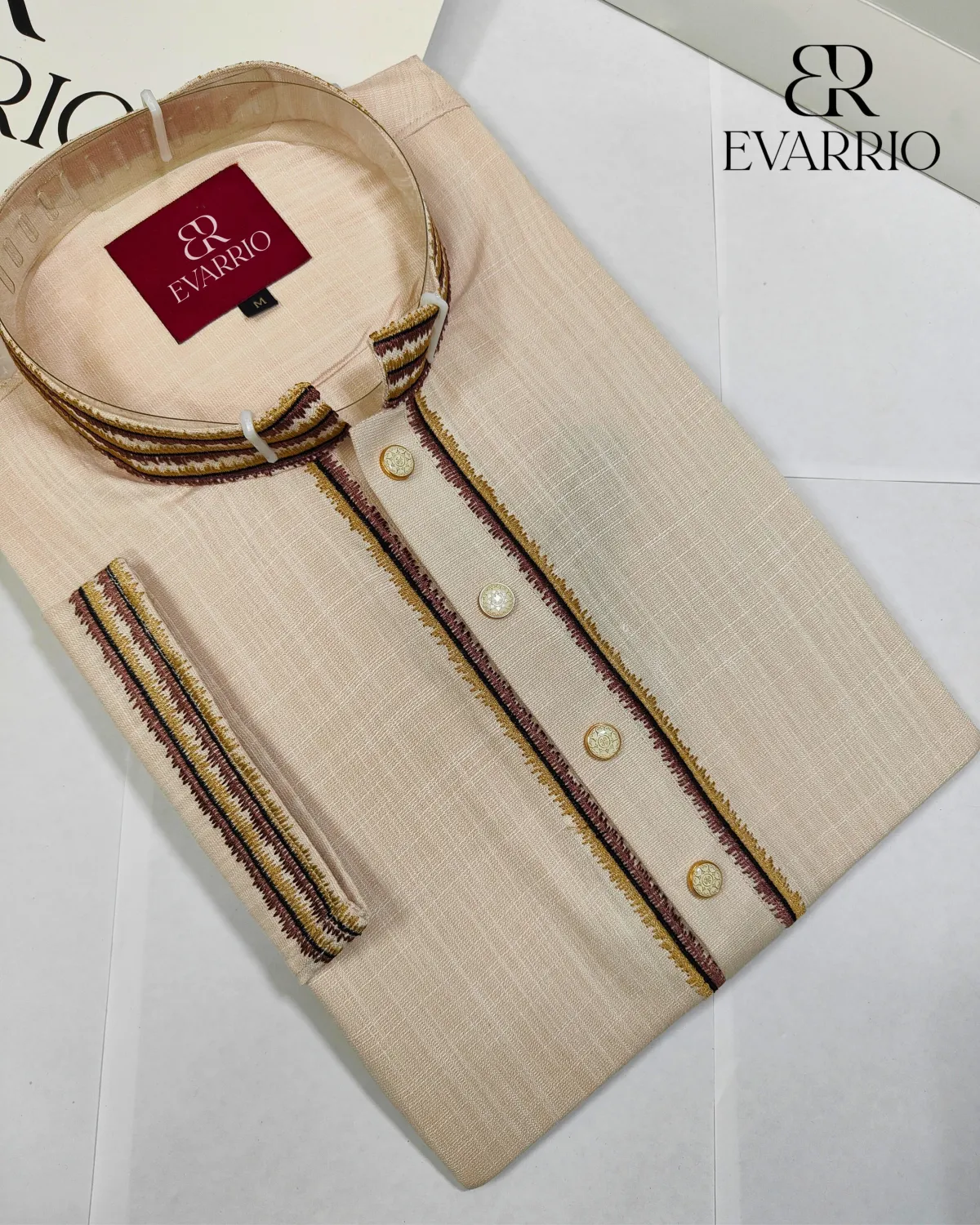 EVARRIO Elite Textured Panjabi – Royal Stripe Edition - Image 1