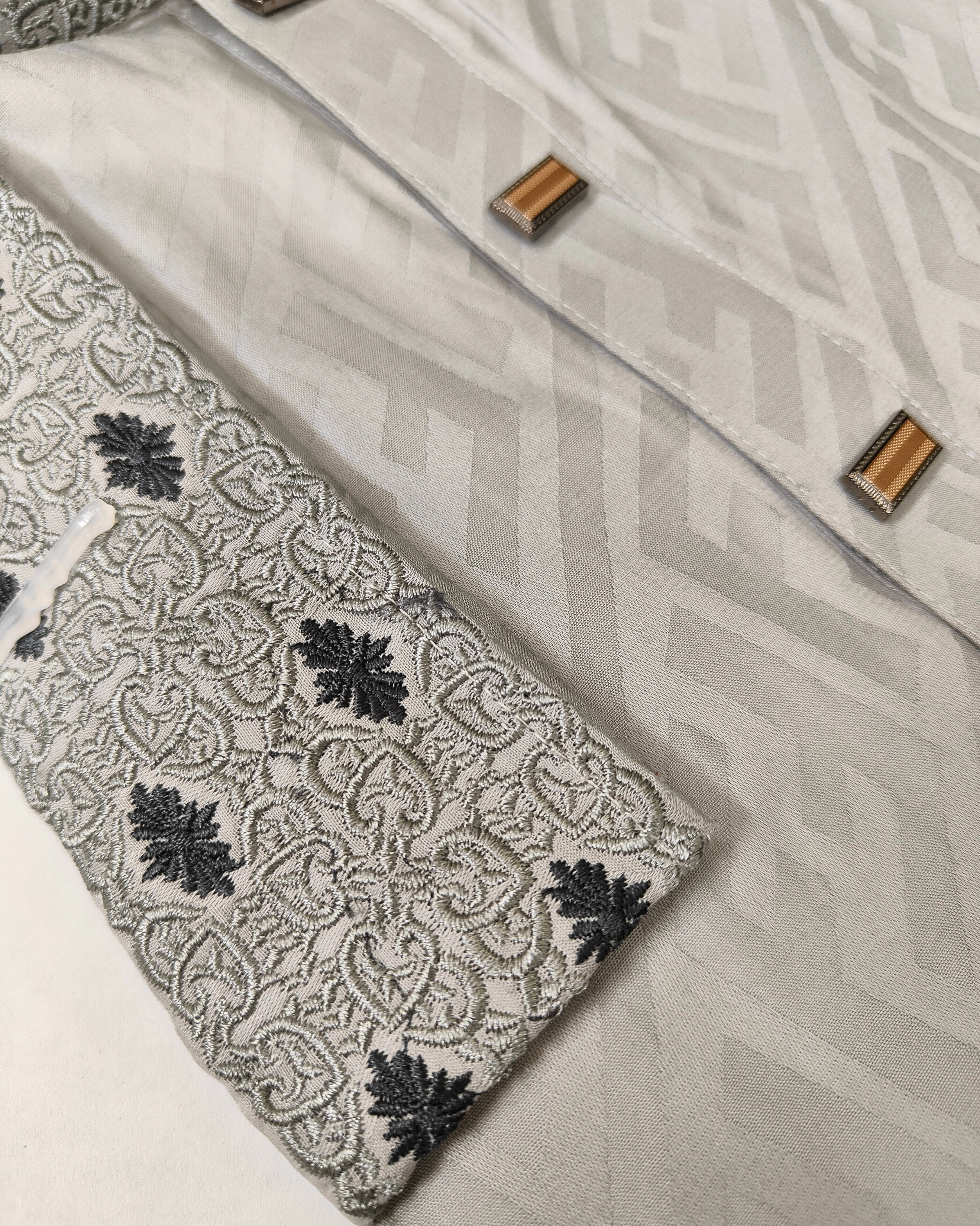 Luxury Geometric Jacquard Panjabi with Bronze Bar Accents image 4