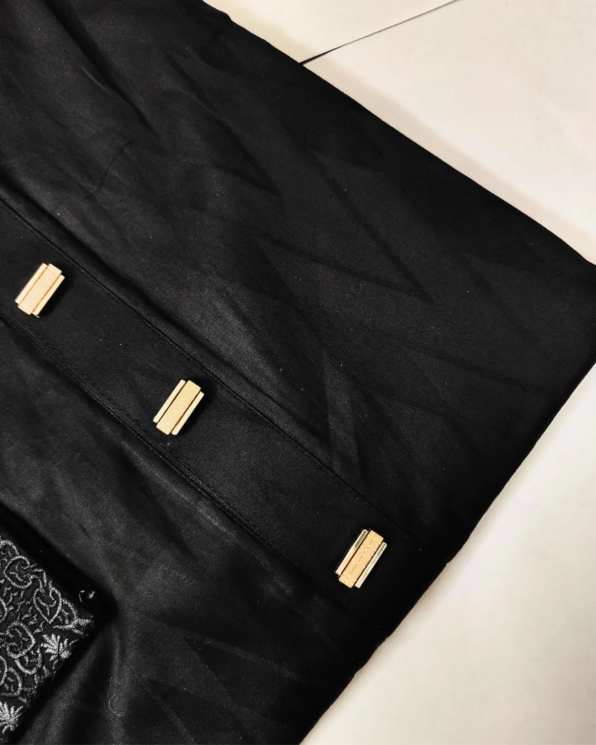 Premium Black Panjabi with Silver Floral Embroidery & Gold Accents - Image 4
