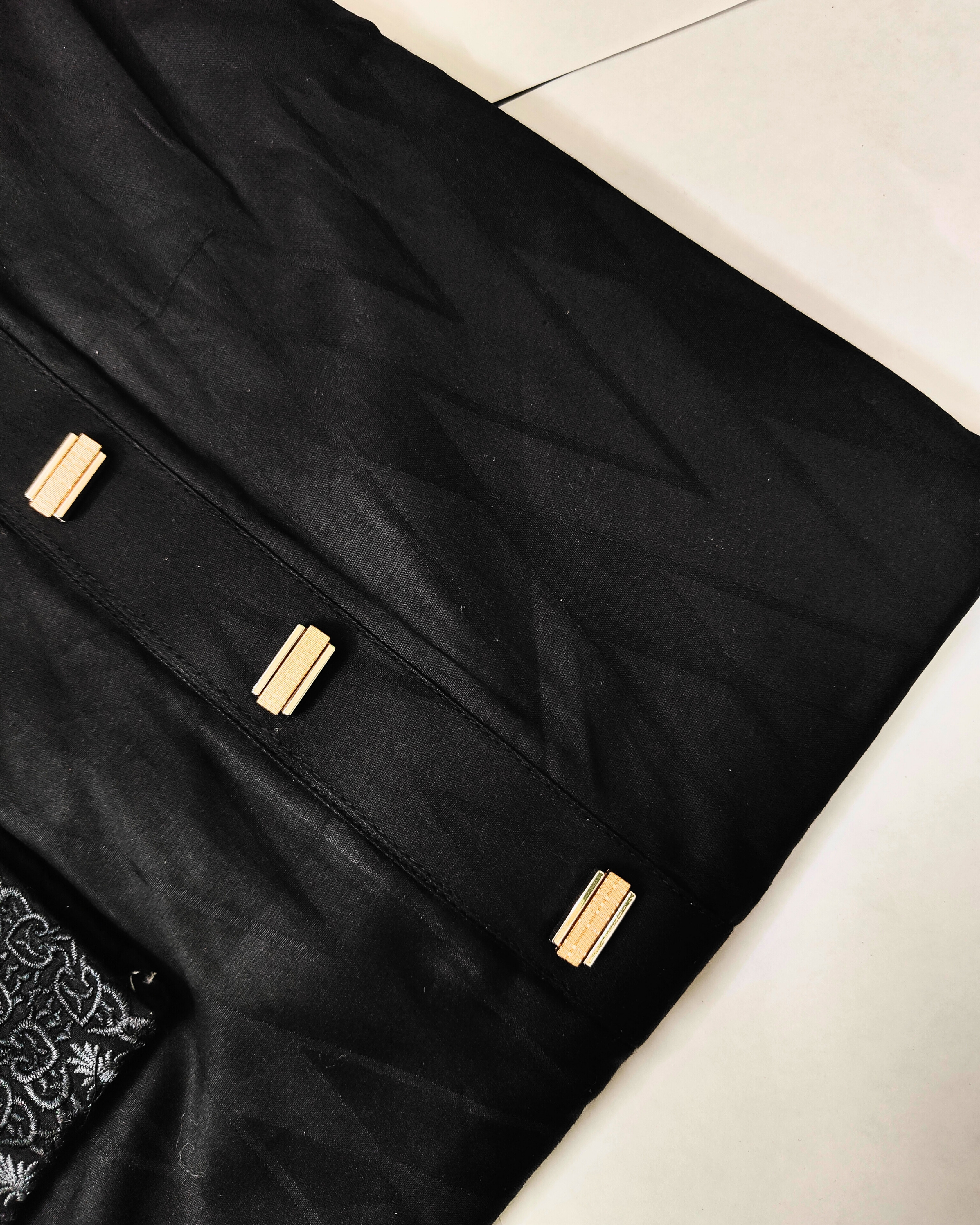 Premium Black Panjabi with Silver Floral Embroidery & Gold Accents image 4