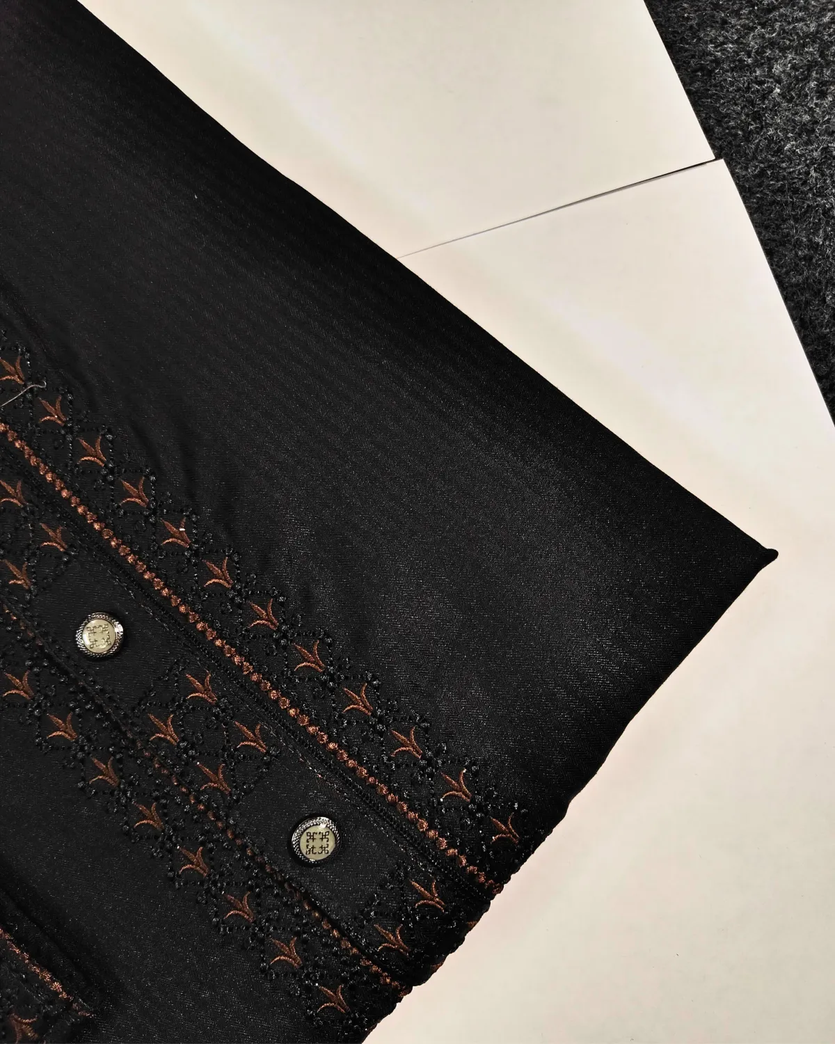 Premium Black Panjabi with Intricate Bronze Embroidery - Image 2