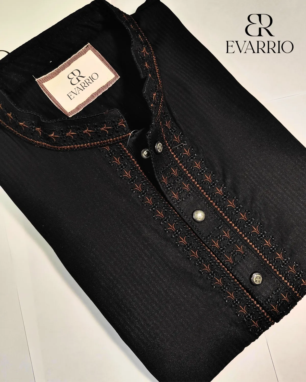 Premium Black Panjabi with Intricate Bronze Embroidery - Image 3