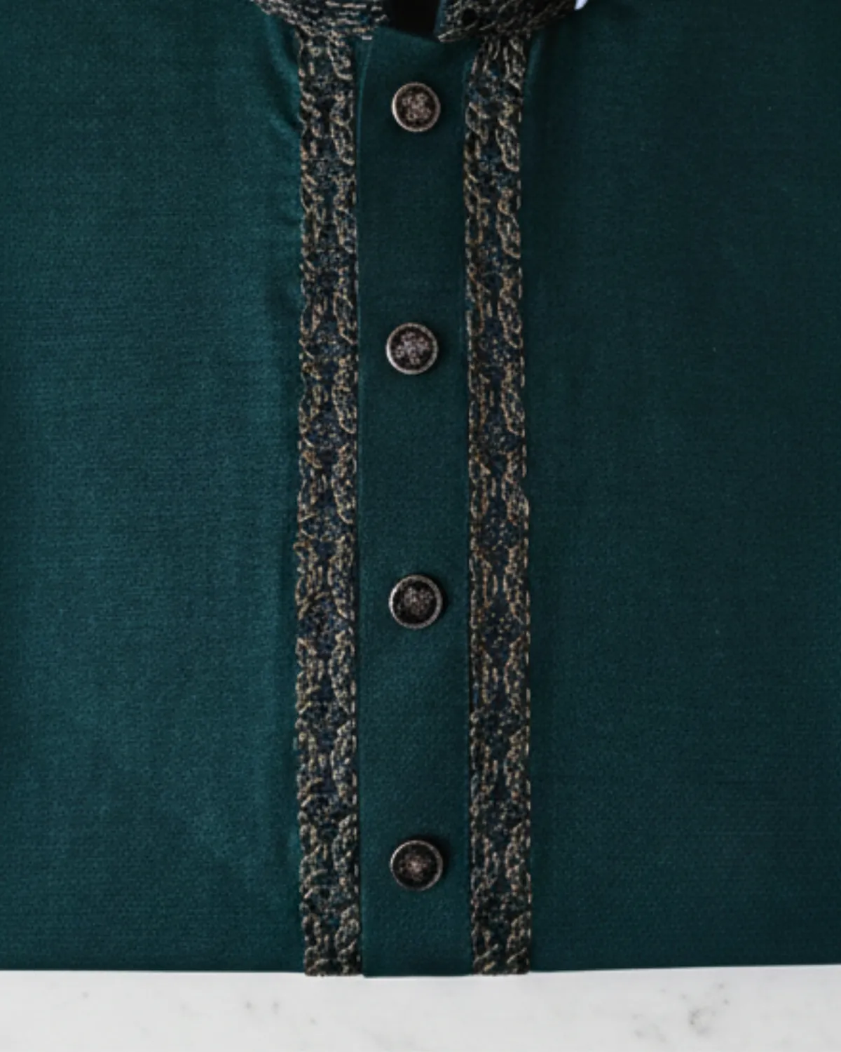 Evarrio Premium Emerald Green Embroidered Pure Cotton Panjabi - Image 3
