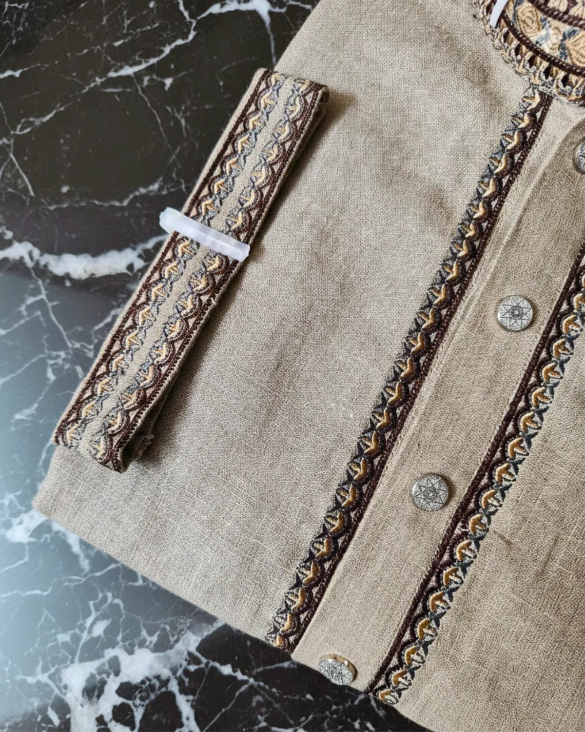 Evarrio Signature Oatmeal Textured Pure Cotton Panjabi - Image 2