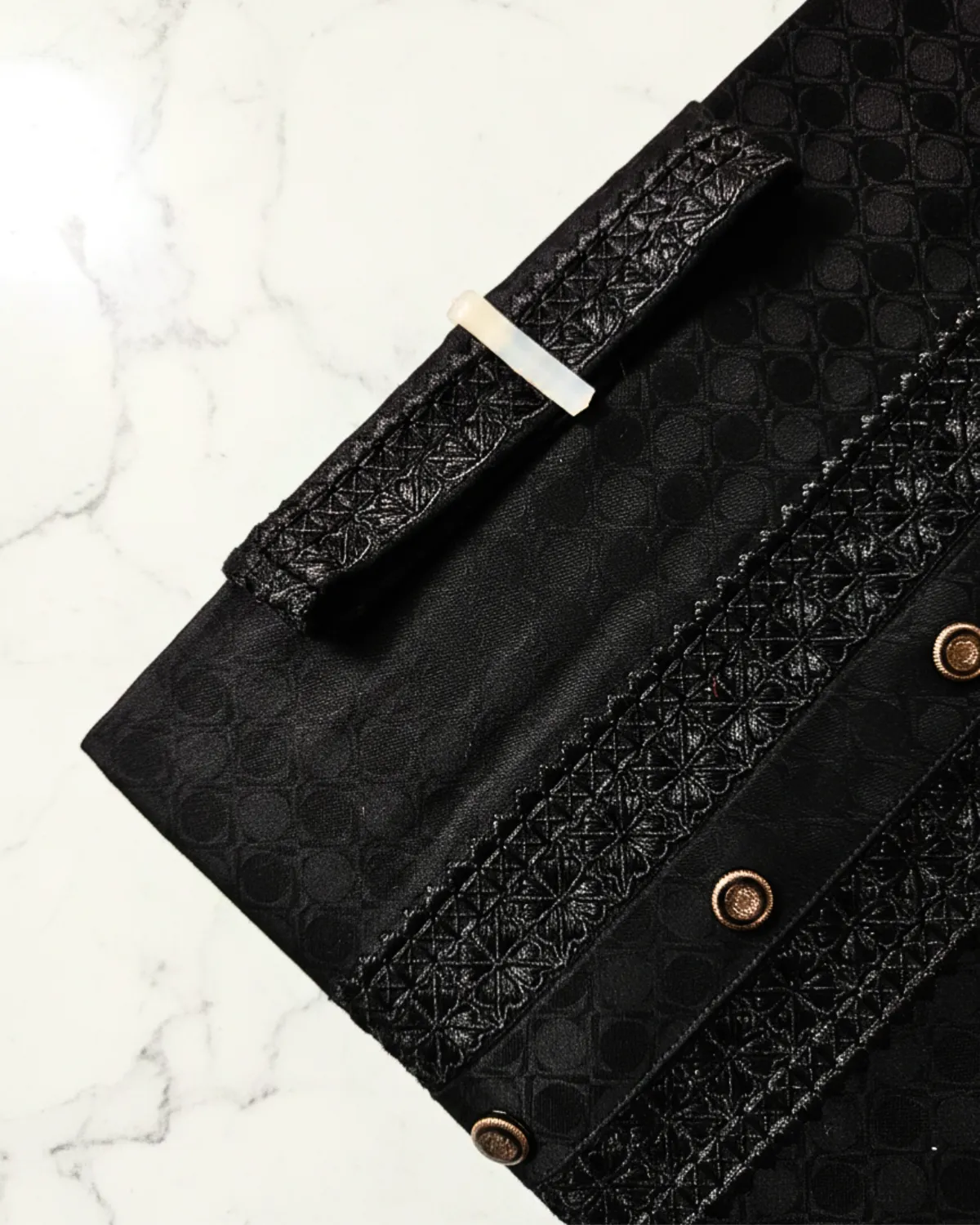 Evarrio Onyx Black Premium Jacquard Pure Cotton Panjabi - Image 4
