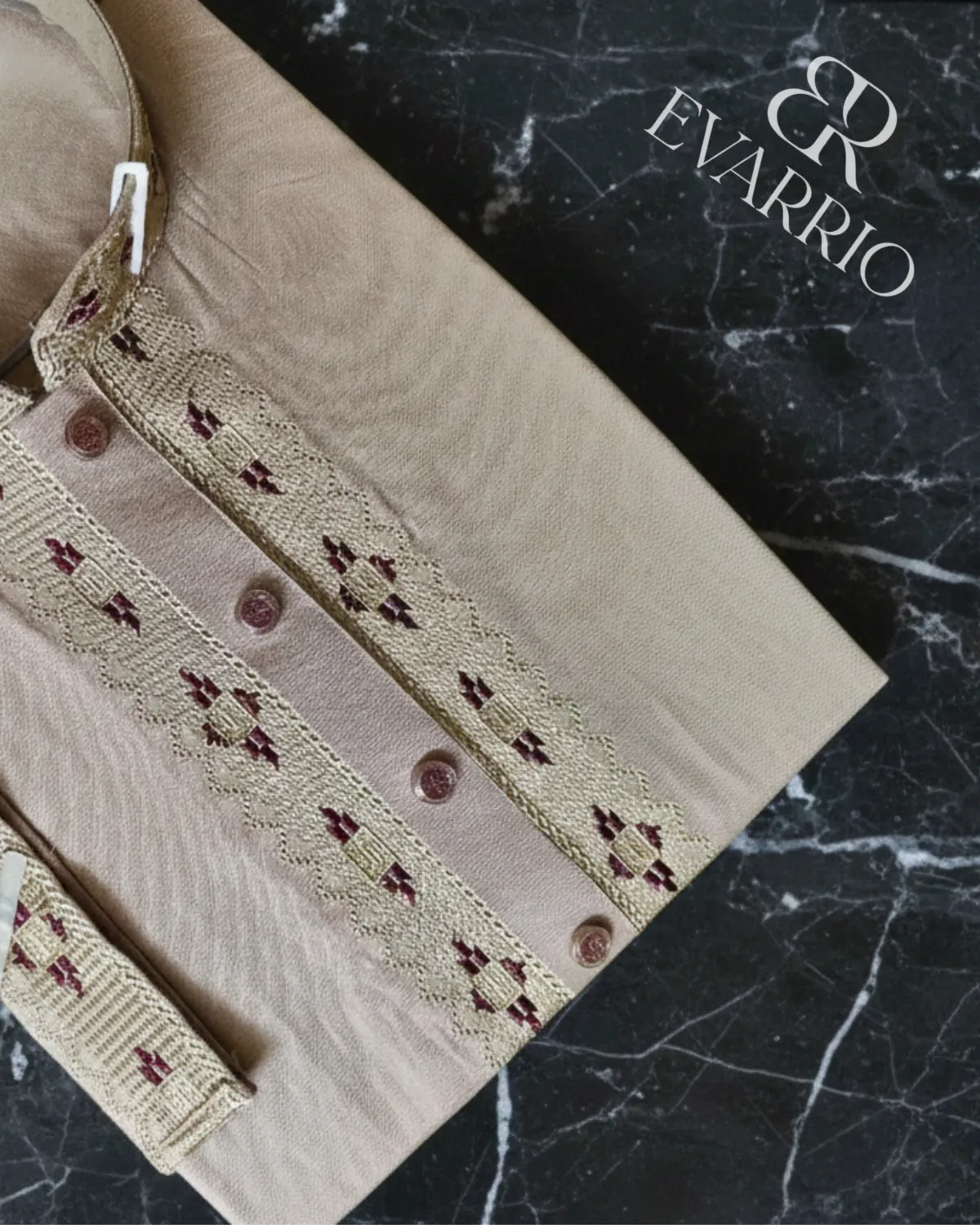 Evarrio Signature Beige Heritage Pure Cotton Panjabi - Image 2