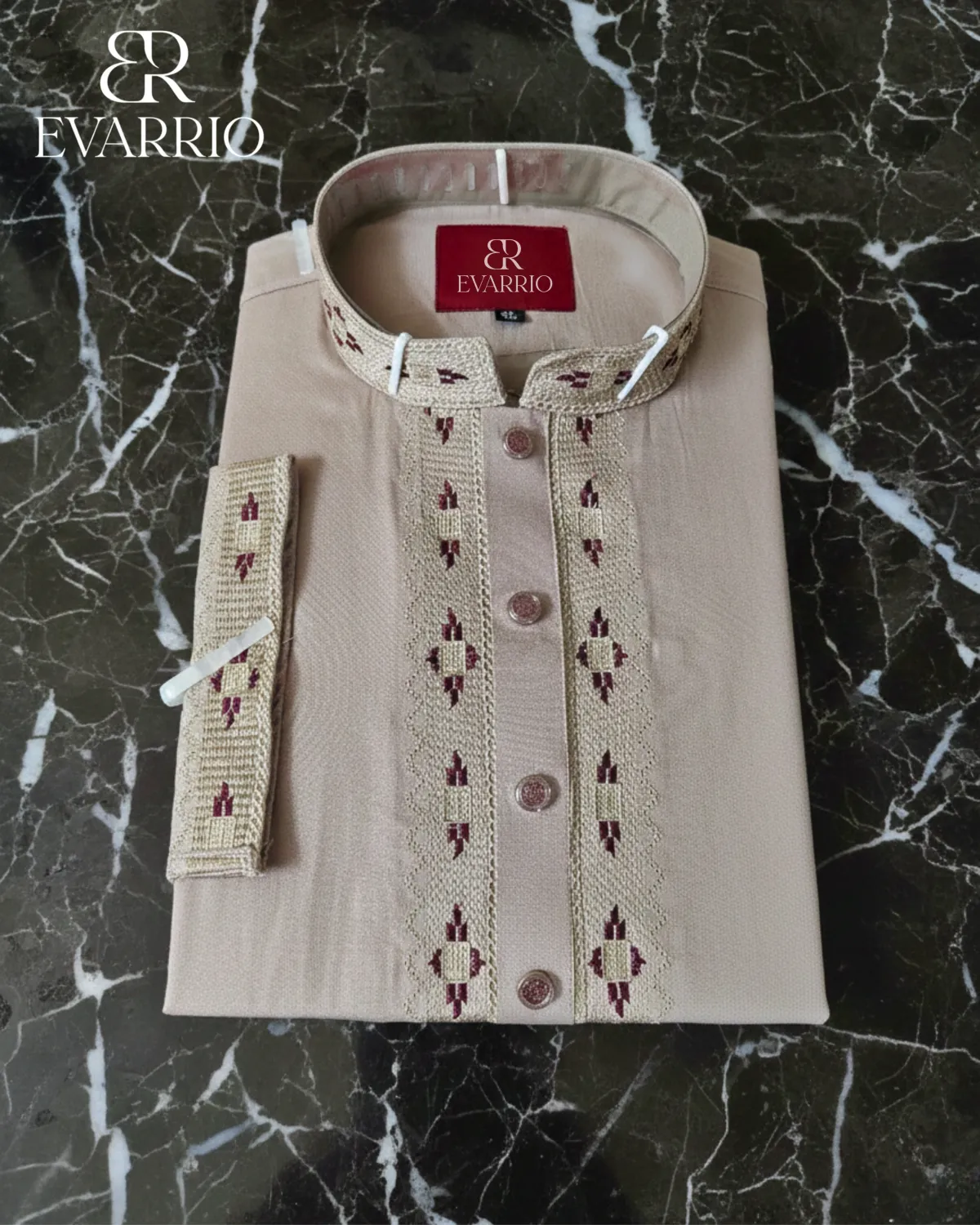 Evarrio Signature Beige Heritage Pure Cotton Panjabi - Image 1
