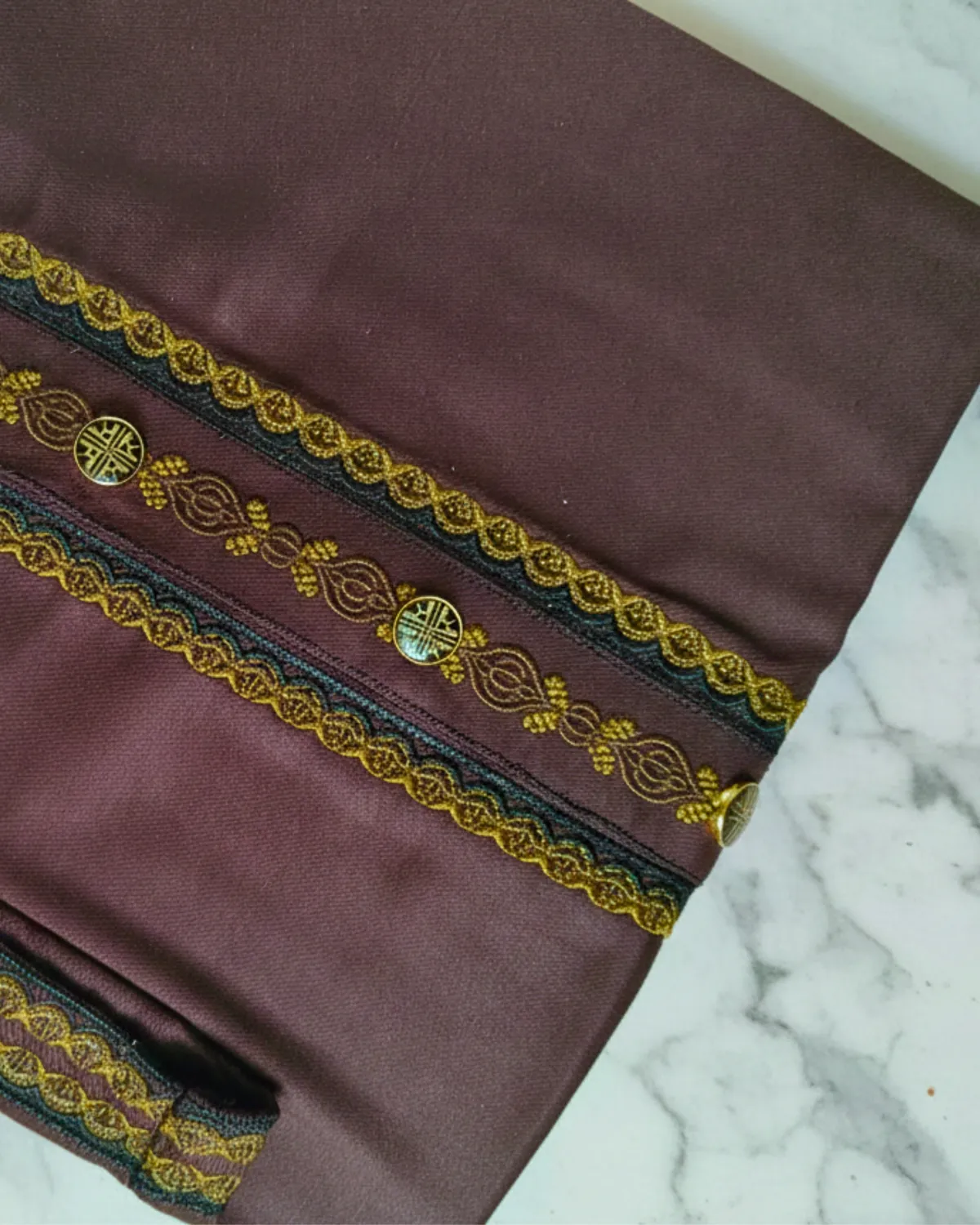 Evarrio Heritage Cocoa Brown Embroidered Pure Cotton Panjabi - Image 3