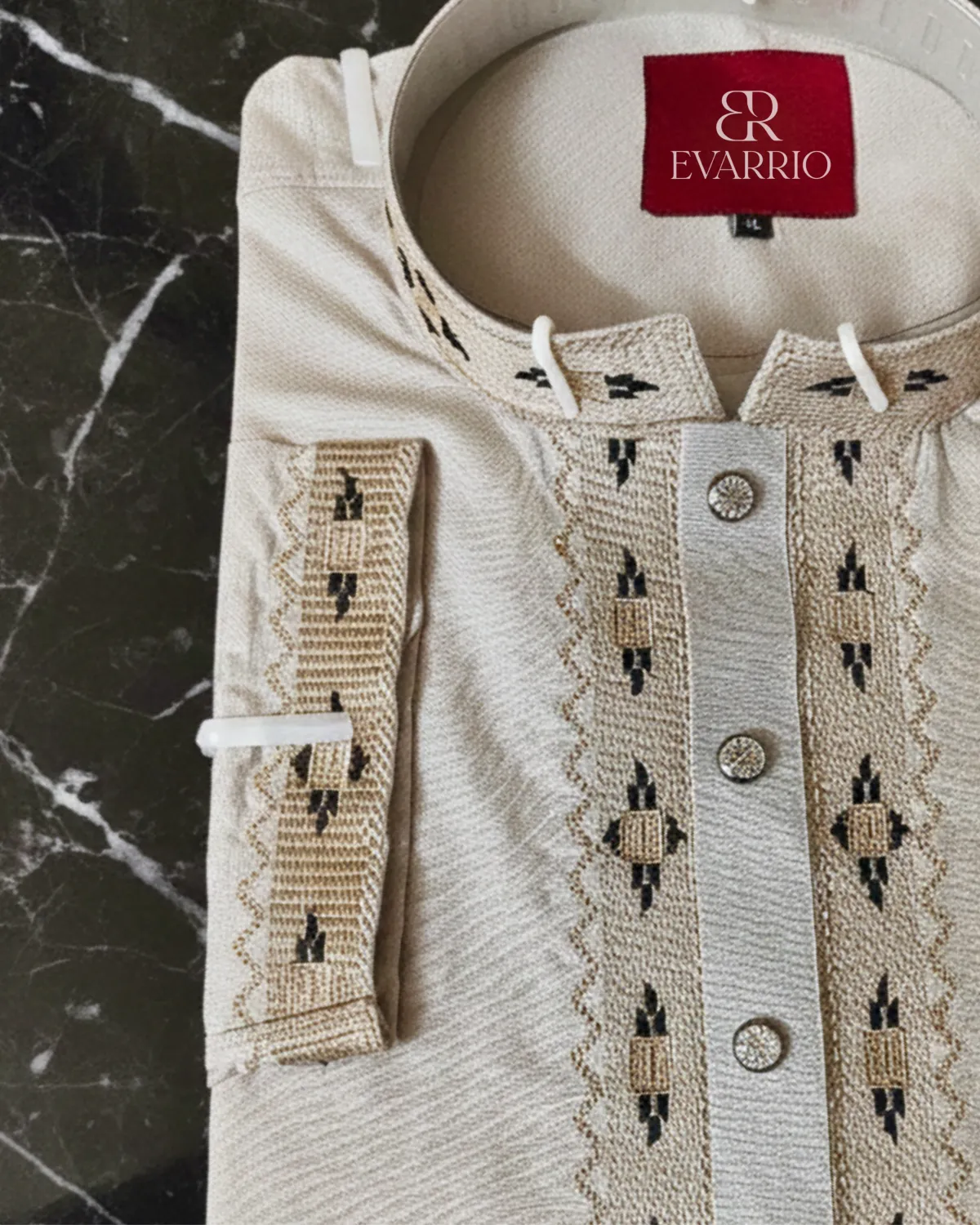 Evarrio Executive Cream Textured Pure Cotton Panjabi - Image 3