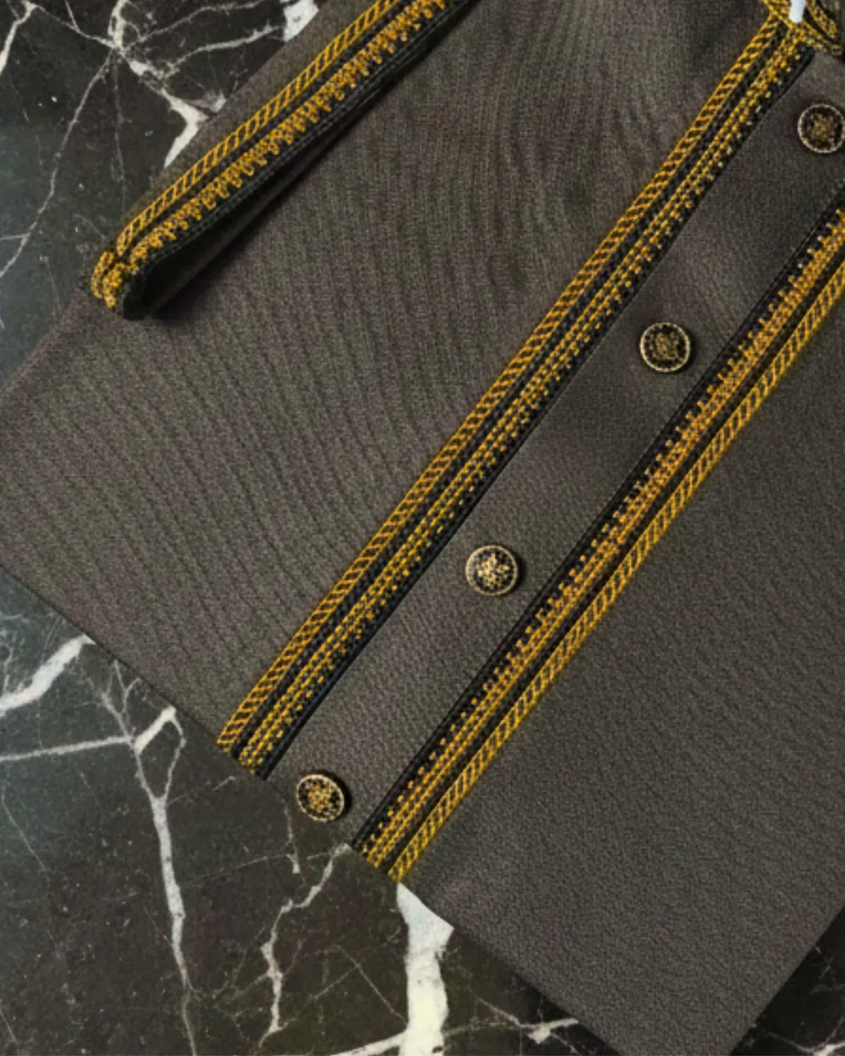 Evarrio Executive Charcoal Grey Textured Pure Cotton Panjabi - Image 2