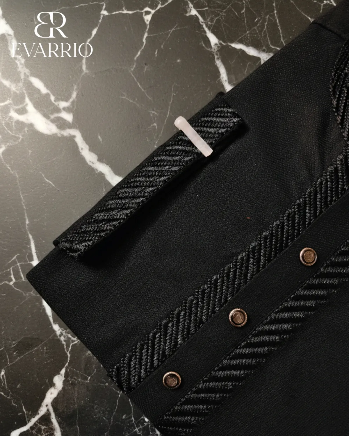 Evarrio "Black Diamond" Elite Textured Pure Cotton Panjabi - Image 3