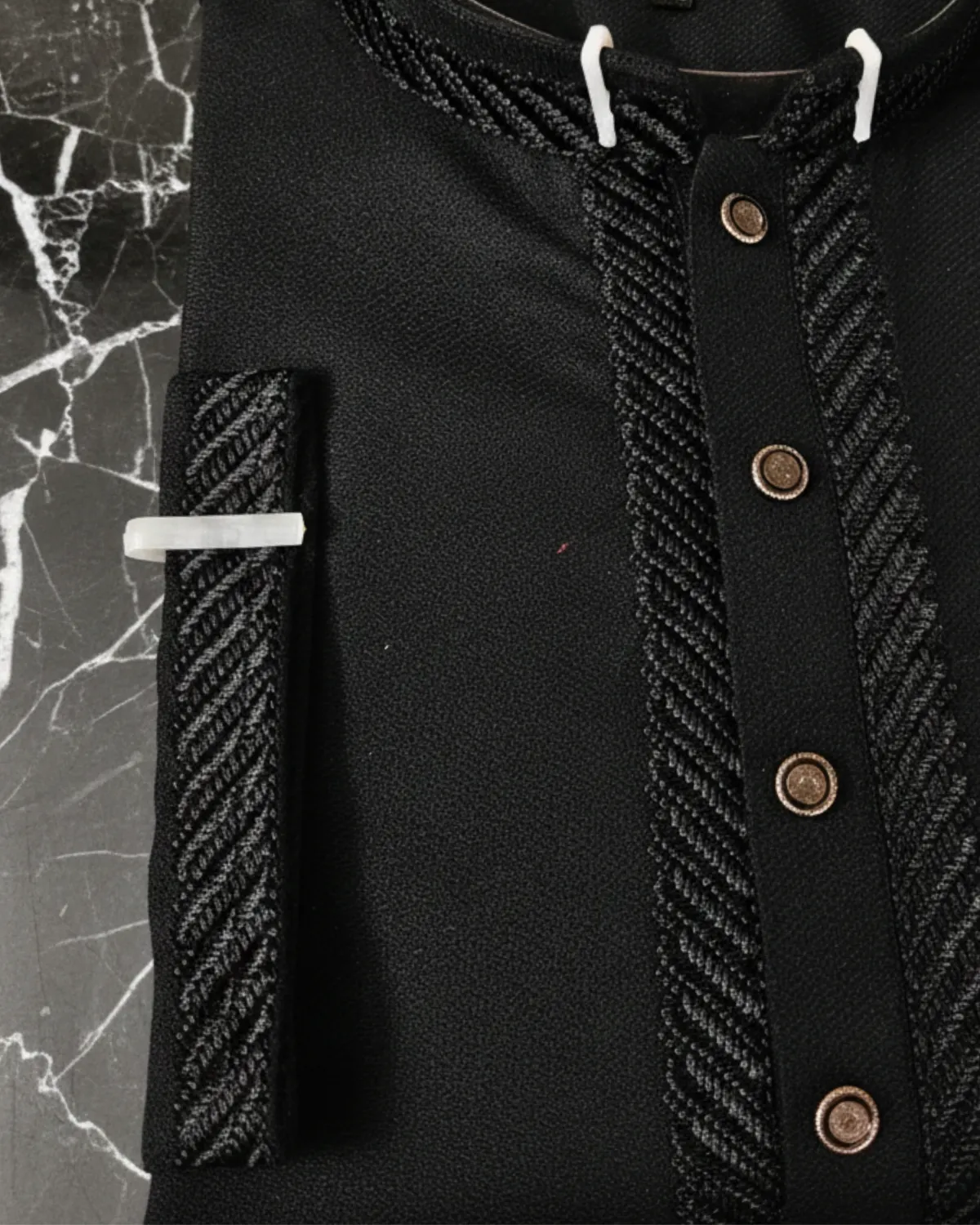 Evarrio "Black Diamond" Elite Textured Pure Cotton Panjabi - Image 2