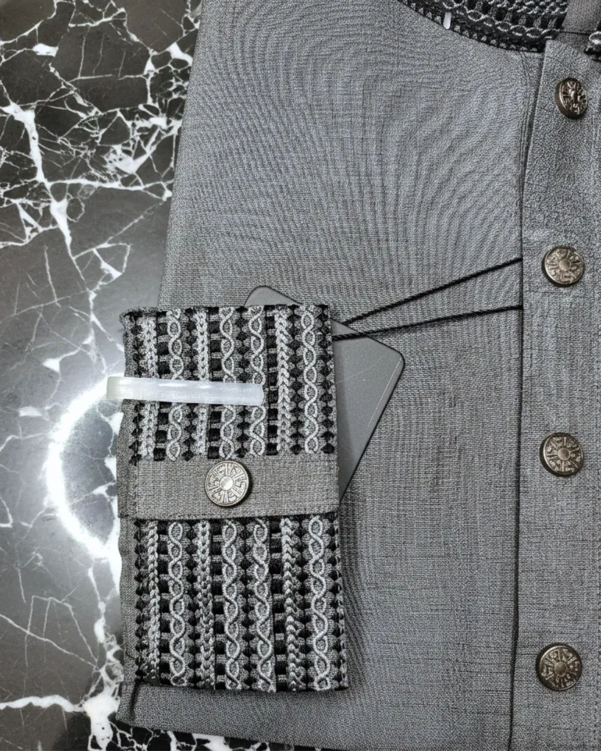 Evarrio "Platinum Frost" Signature Textured Pure Cotton Panjabi - Image 3