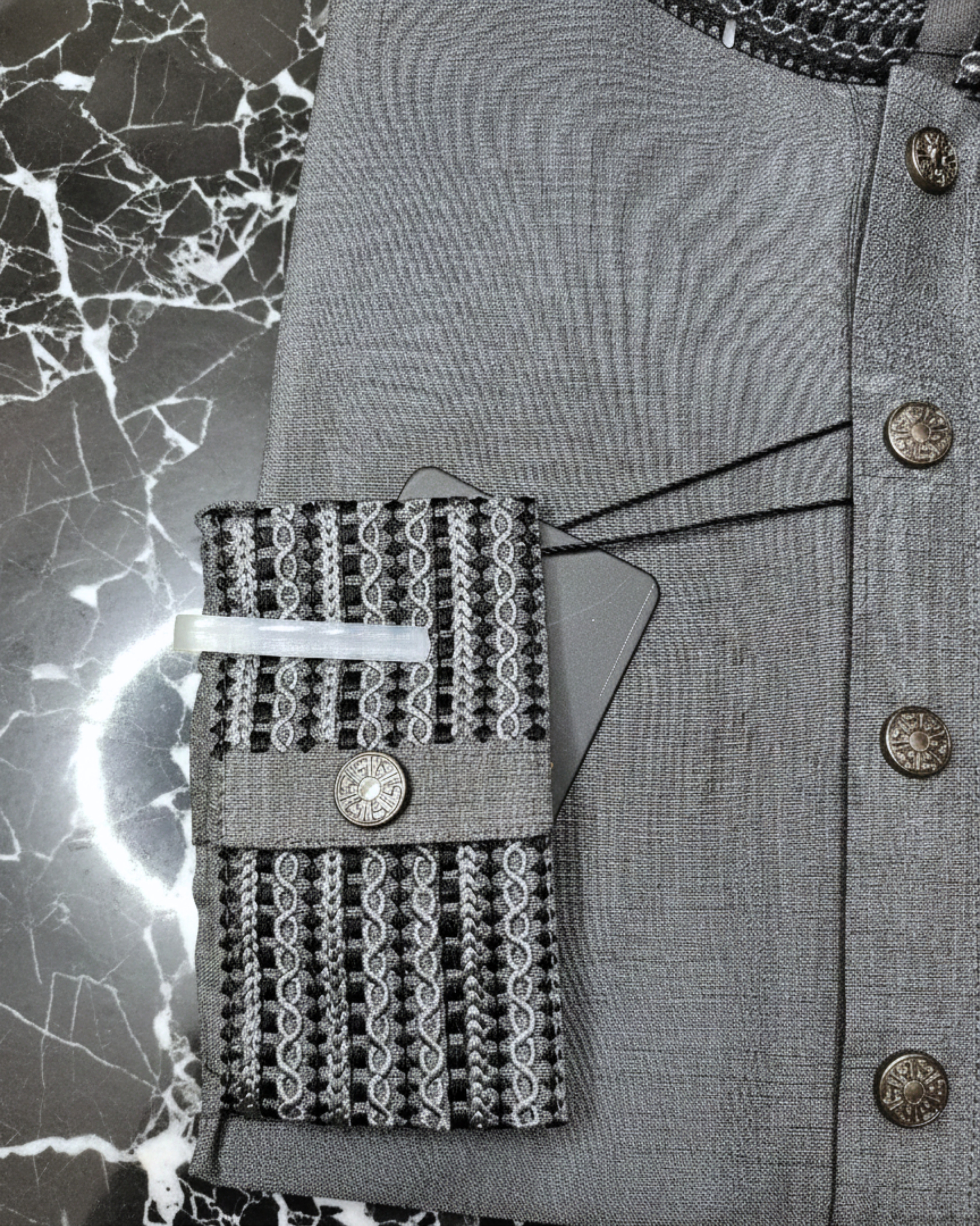 Evarrio "Platinum Frost" Signature Textured Pure Cotton Panjabi image 3