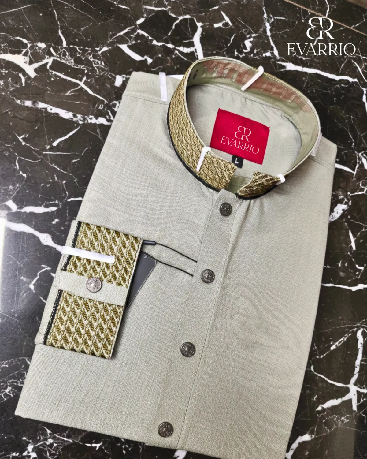 Evarrio "Sage Sovereign" Elite Textured Pure Cotton Panjabi - Image 1