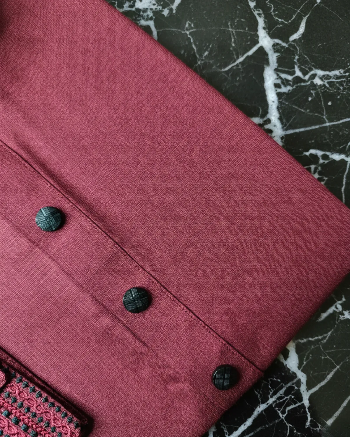 Evarrio "Crimson Executive" Elite Diamond-Weave Pure Cotton Panjabi - Image 2