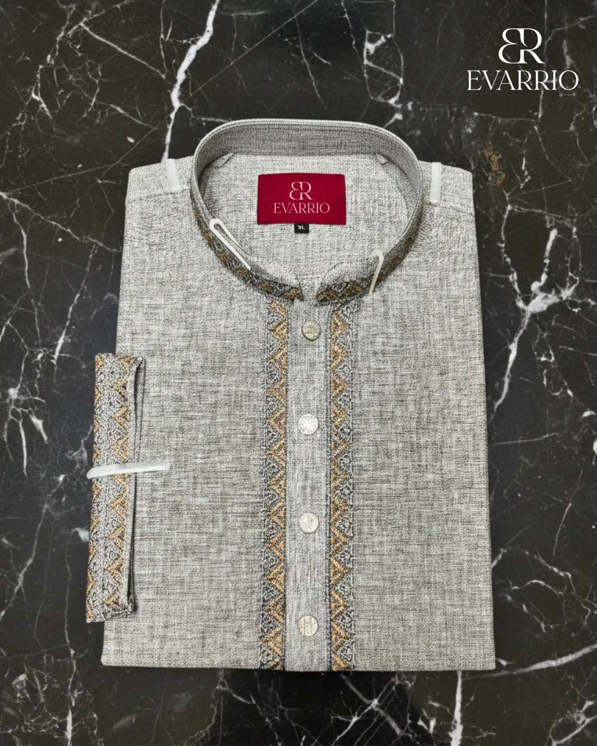 Evarrio "Titanium Heritage" Artisan Melange Pure Cotton Panjabi - Image 1