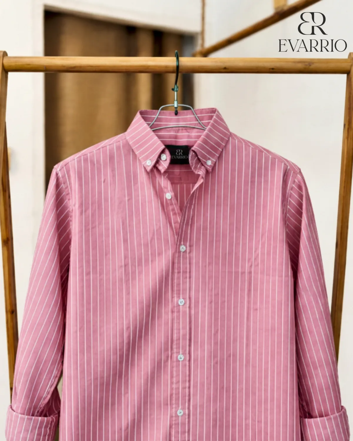 Evarrio "Avenue Crimson" Executive Fine Cotton Striped Shirt - Image 1