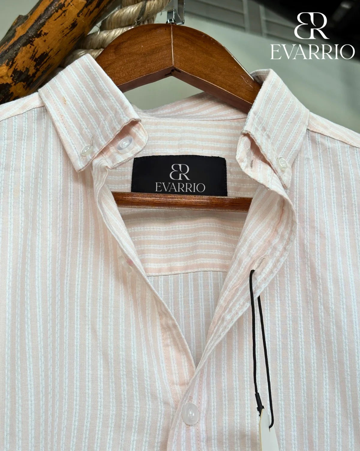 Evarrio "Peach Nectar" Elite Fine Cotton Striped Shirt - Image 3
