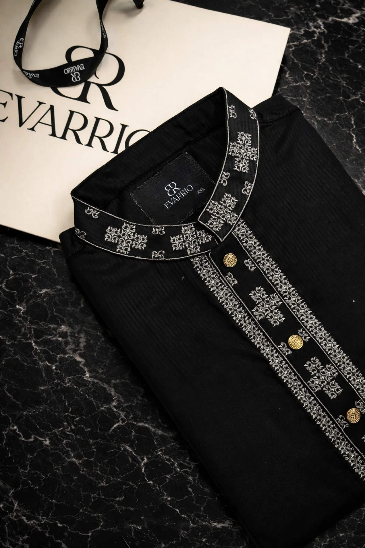 Evarrio Luxury Black Embroidered Panjabi - Image 1
