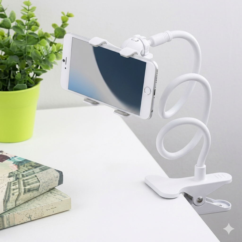 Universal Flexible Mobile Phone Holder Adjustable Stand with Bendable Arm, Compatible with All Devices