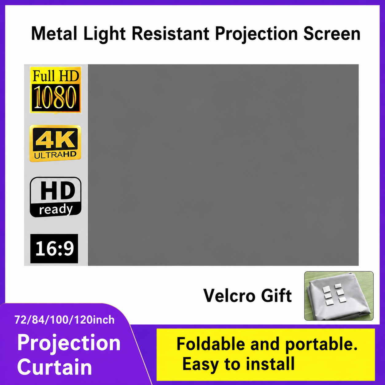 ALR Screen for Projector, Anti-light Reflective Fabric Screen for Home theater