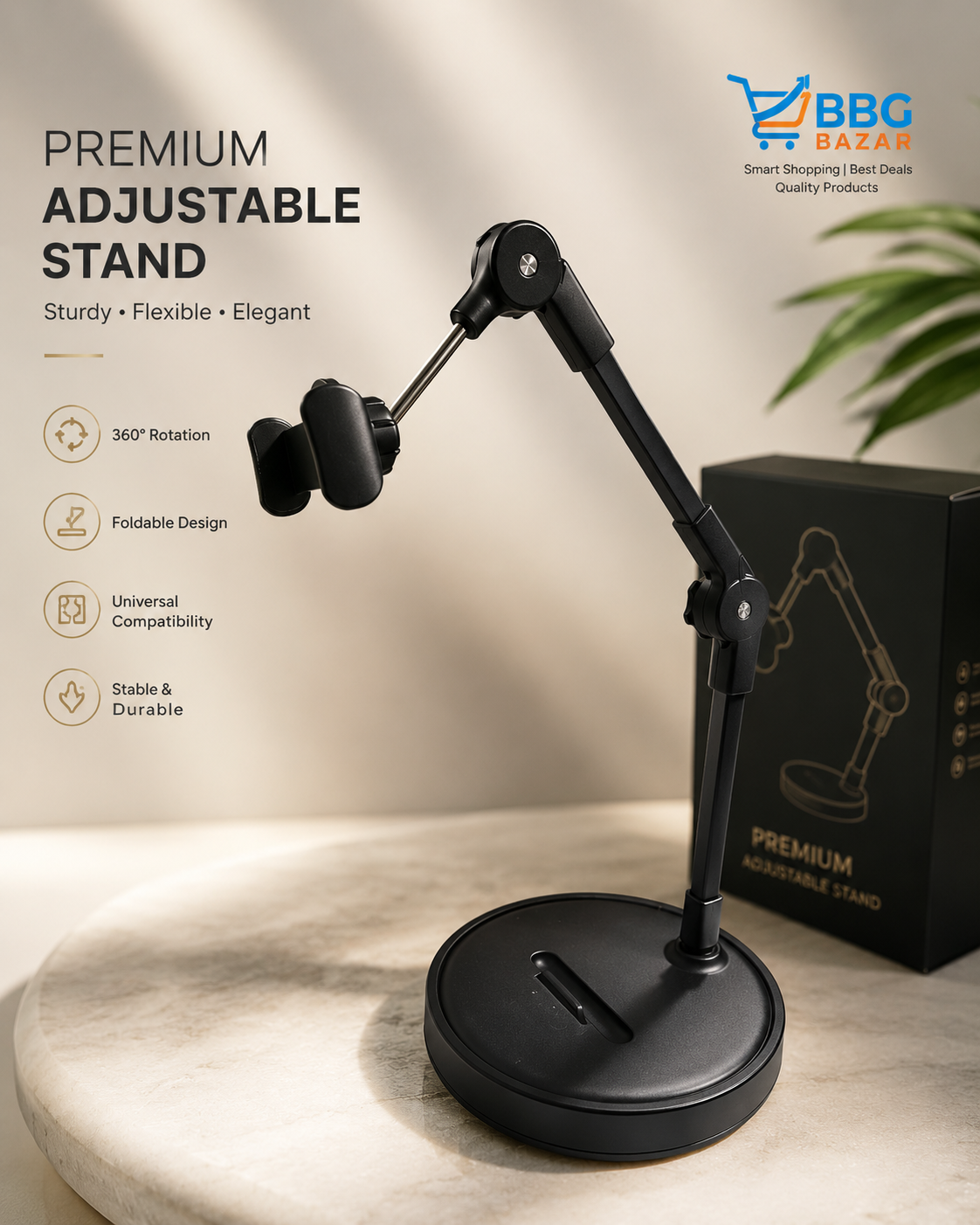 360° Adjustable Mobile Stand for Live Streaming & Overhead Shooting