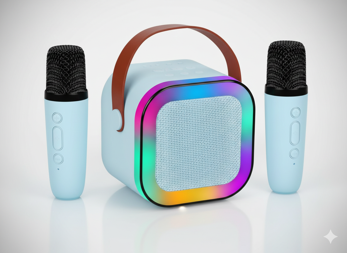 K12 KTV Karaoke Dual Microphone Speaker Wireless Bluetooth Lecture Meeting Voice Box Mini Colorful Lights Audio Long
