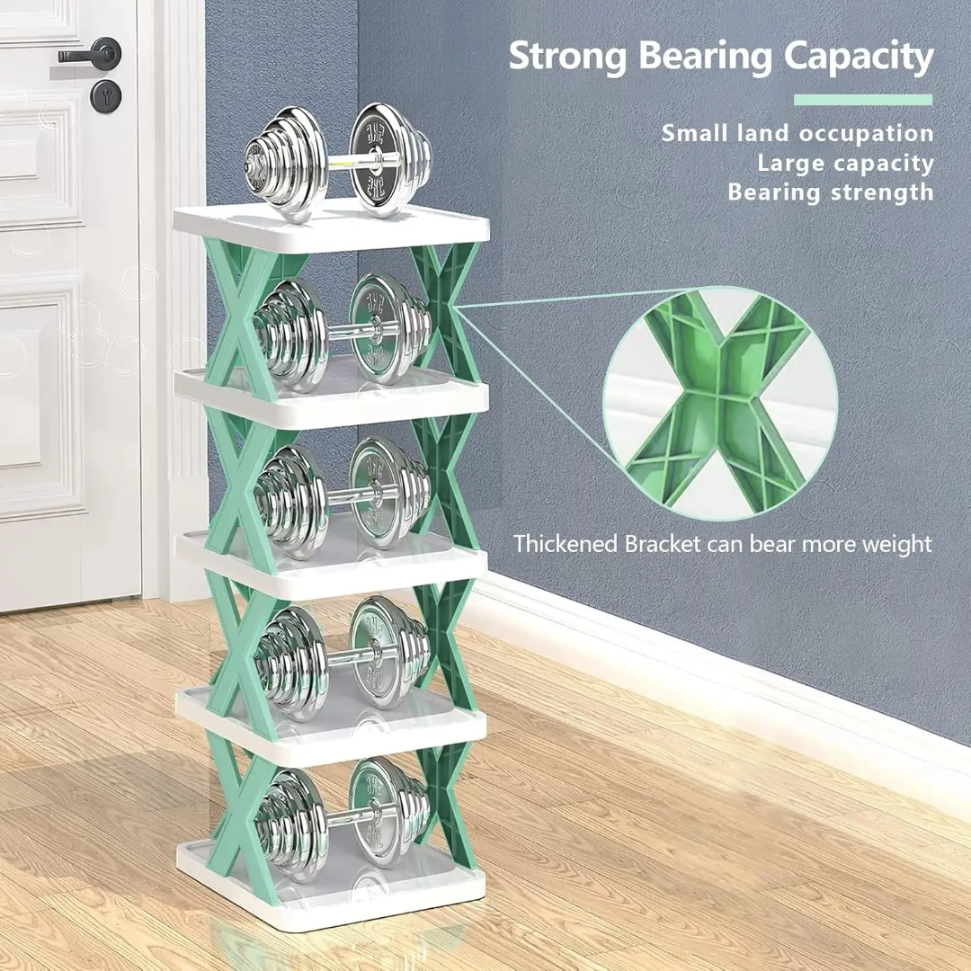Space-Saving 5-Tier Shoe Rack: Folding Adjustable Plastic Organizer for Closets and Narrow Spaces image 2