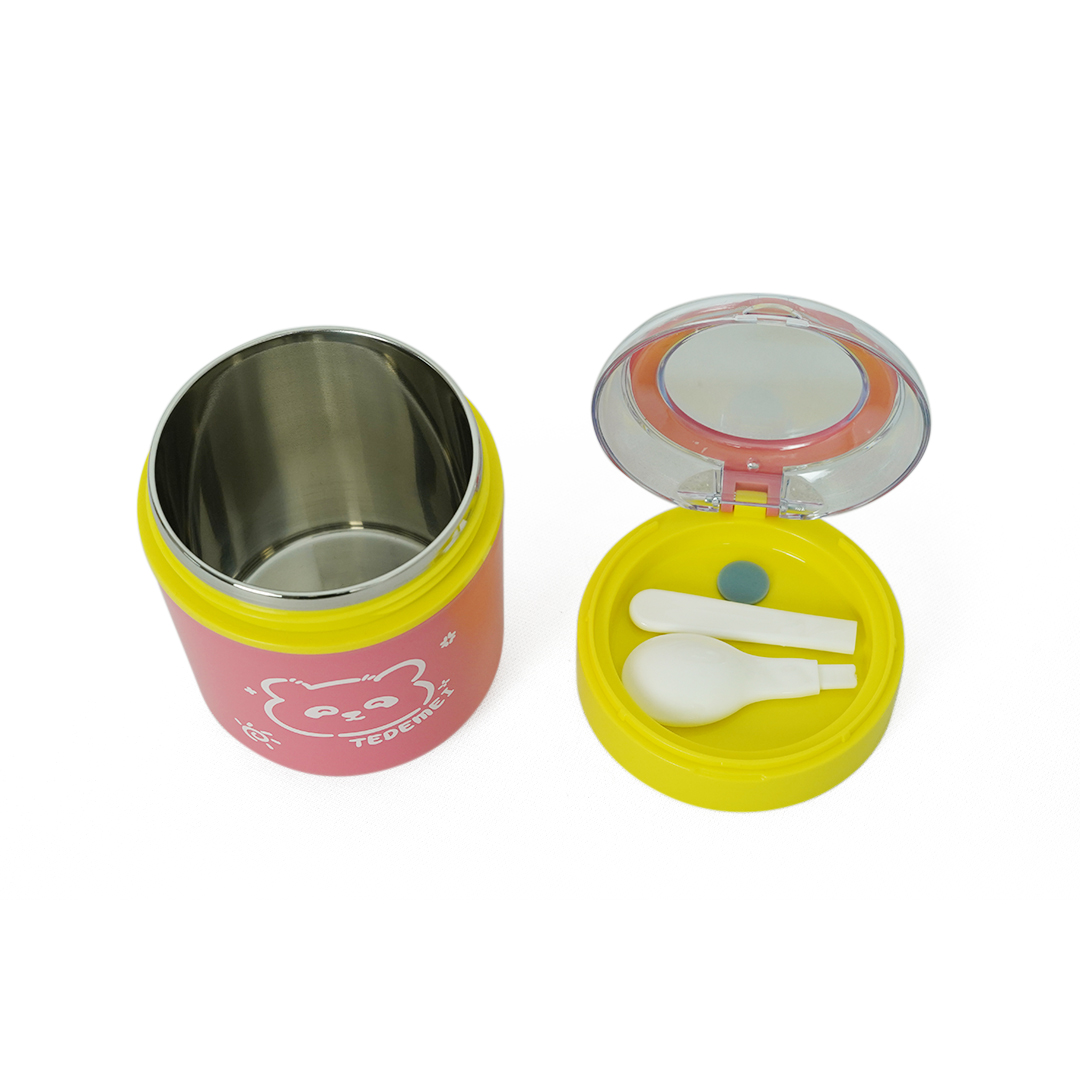 Tedemei Stainless Steel Insulated Soup Cup – Leakproof Cute Food Jar Pink image 2