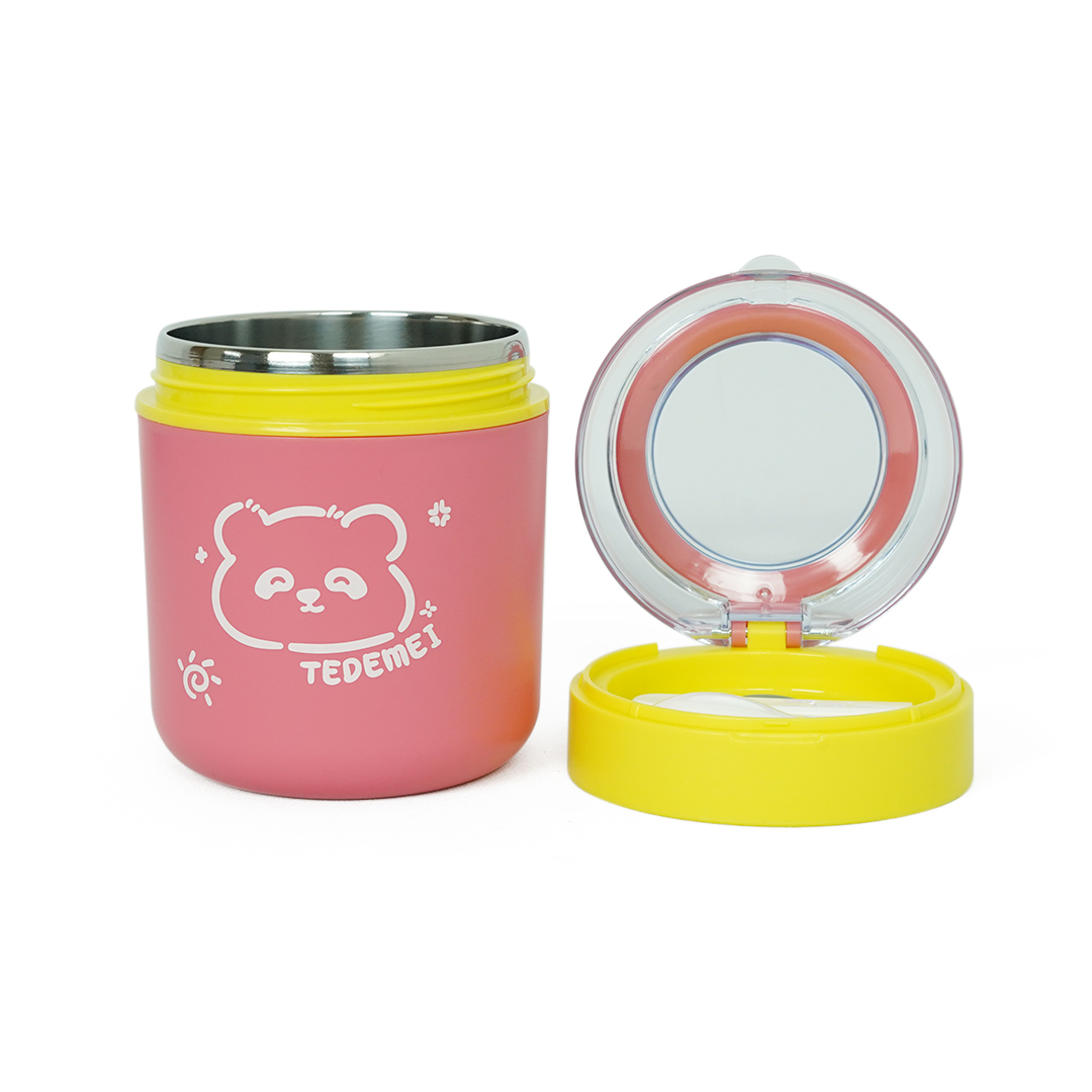Tedemei Stainless Steel Insulated Soup Cup – Leakproof Cute Food Jar Pink image 3