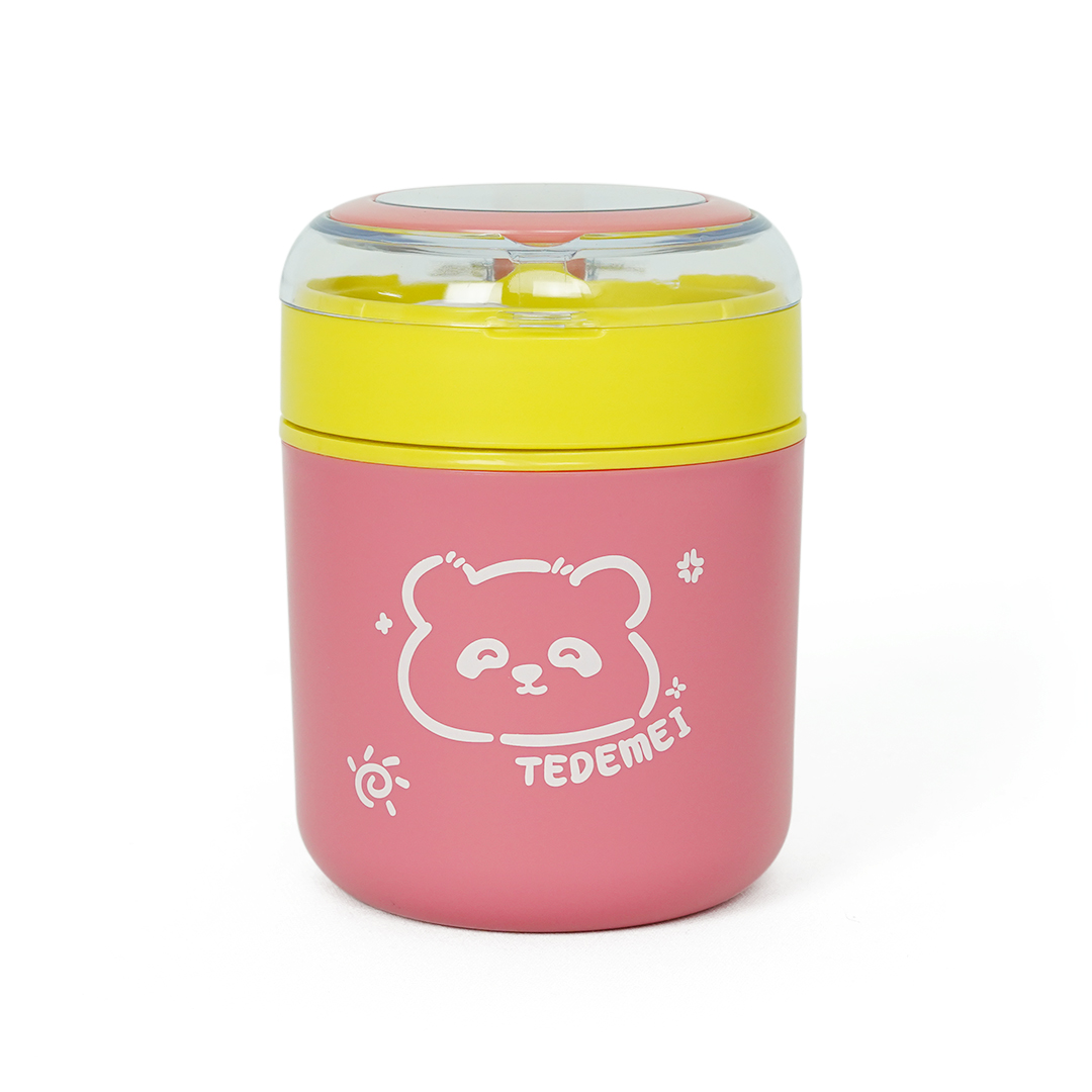 Tedemei Stainless Steel Insulated Soup Cup – Leakproof Cute Food Jar Pink image 1