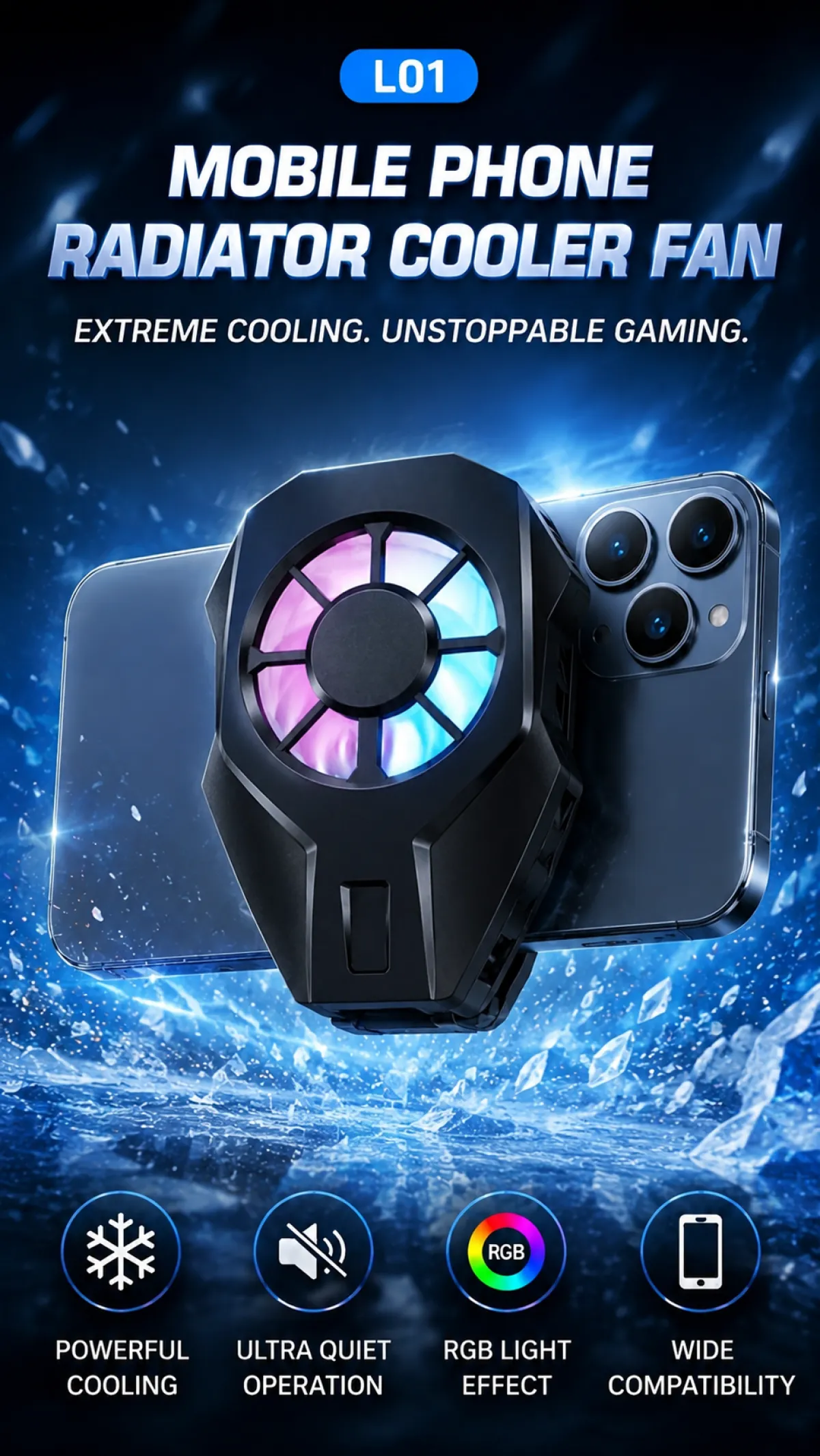 L01 Mobile Phone Radiator Cooler Fan – Black
