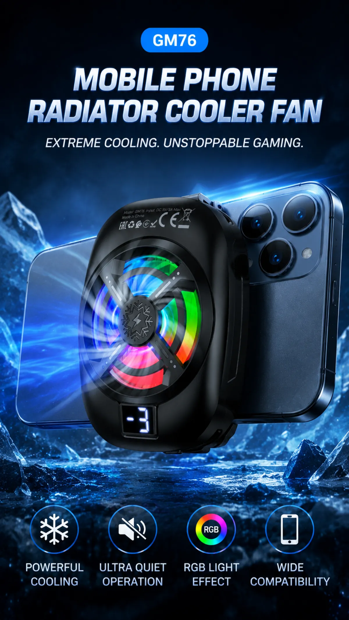 Hoco GM76 Blue Diamond Mobile Phone Cooler