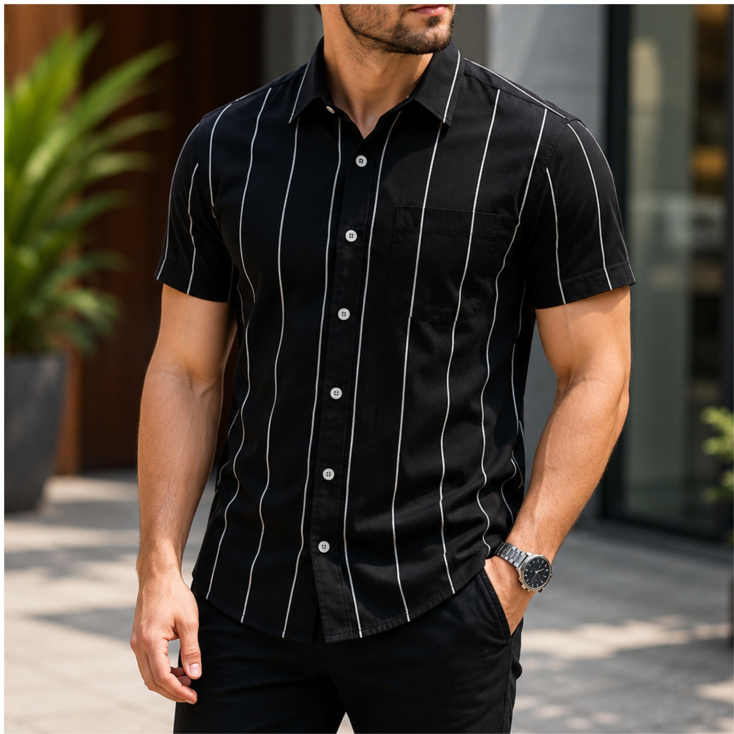 Men's Premium Cotton Check Shirt – Smart Casual Half Sleeve Shirt