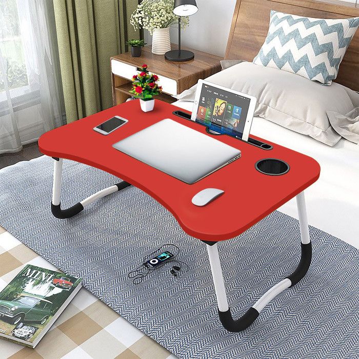 Foldable Laptop Desk – Portable Wooden Bed Table for Study & Work