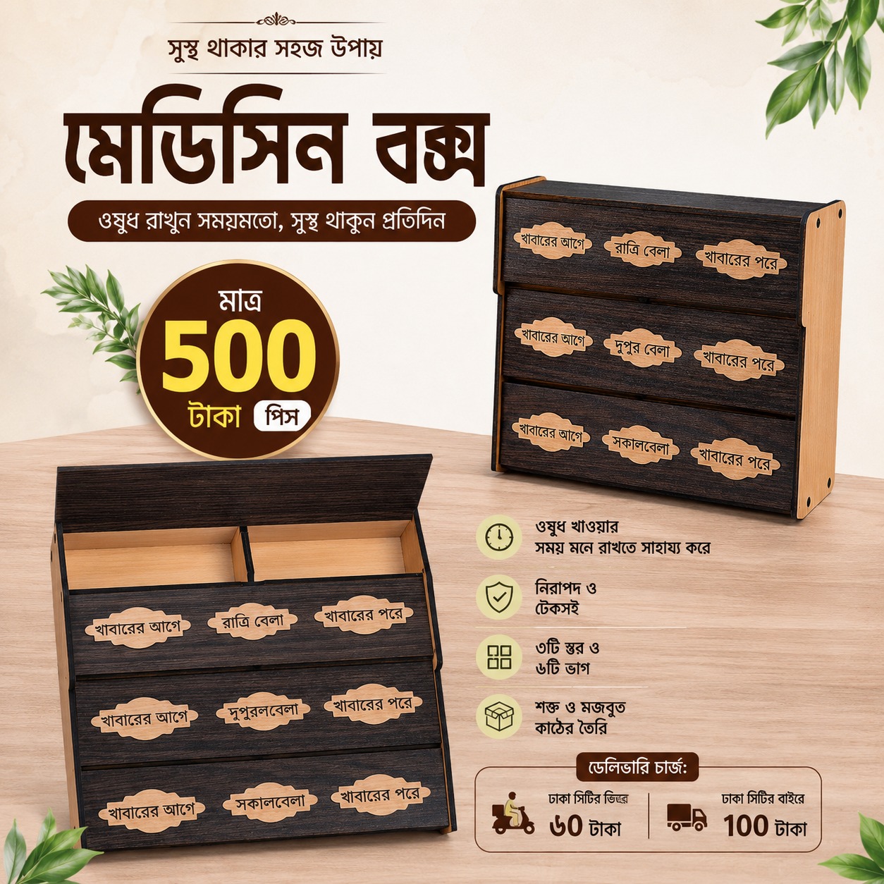 🗂️ মেডিসিন বক্স – প্রতিদিনের ওষুধ গুছিয়ে ও সময়মতো খাওয়ার সবচেয়ে সহজ সমাধান