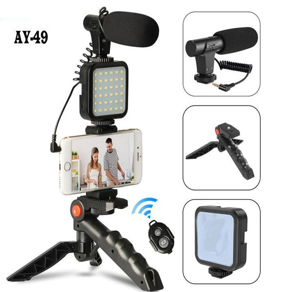 Professional Content Creator Kit – Microphone, 64 LED Ring Light & Tripod Stand Combo